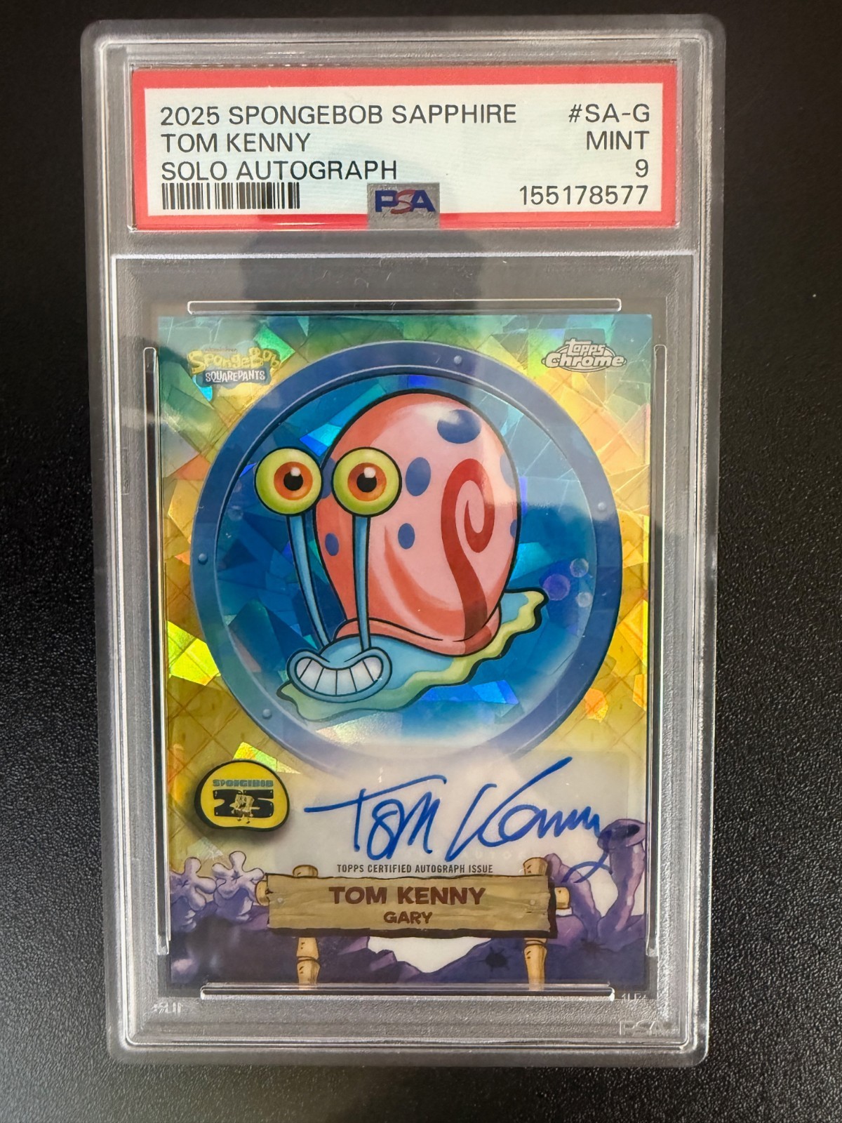 2025 Topps Chrome SpongeBob Sapphire Tom Kenny Gary Solo Autograph SA-G PSA9 2025 Topps Chrome SpongeBob Sapphire Tom Kenny Gary Solo Autograph SA-G PSA9