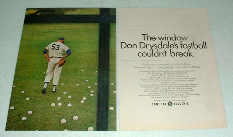 1967 General Electric Ad w/ Don Drysdale