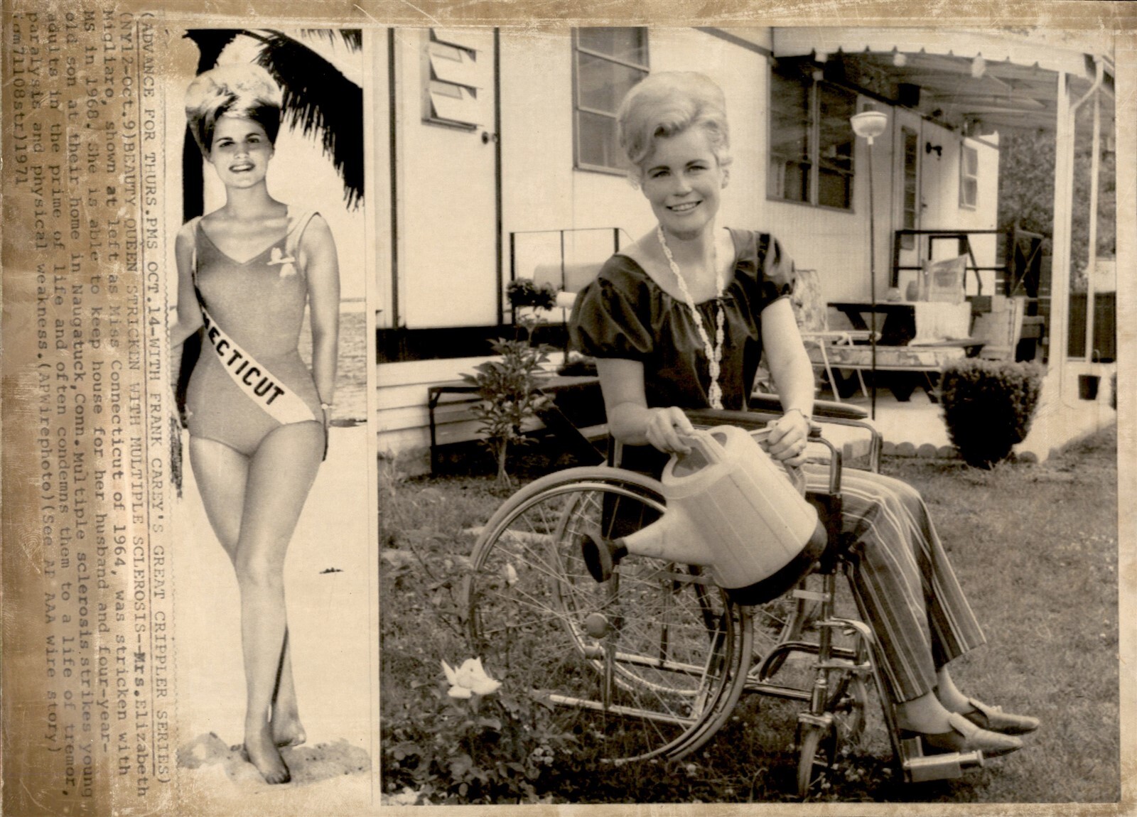 LG31 1971 Wire Photo BEAUTY QUEEN STRICKEN WITH DISEASE MS Elizabeth Migliaro LG31 1971 Wire Photo BEAUTY QUEEN STRICKEN WITH DISEASE MS Elizabeth Migliaro