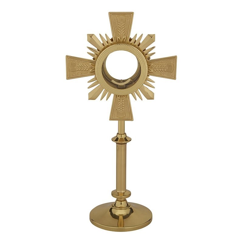 Brass Monstrance With Rays Blessed Sacrament Religion & Spirituality Collectible Brass Monstrance With Rays Blessed Sacrament Religion & Spirituality Collectible
