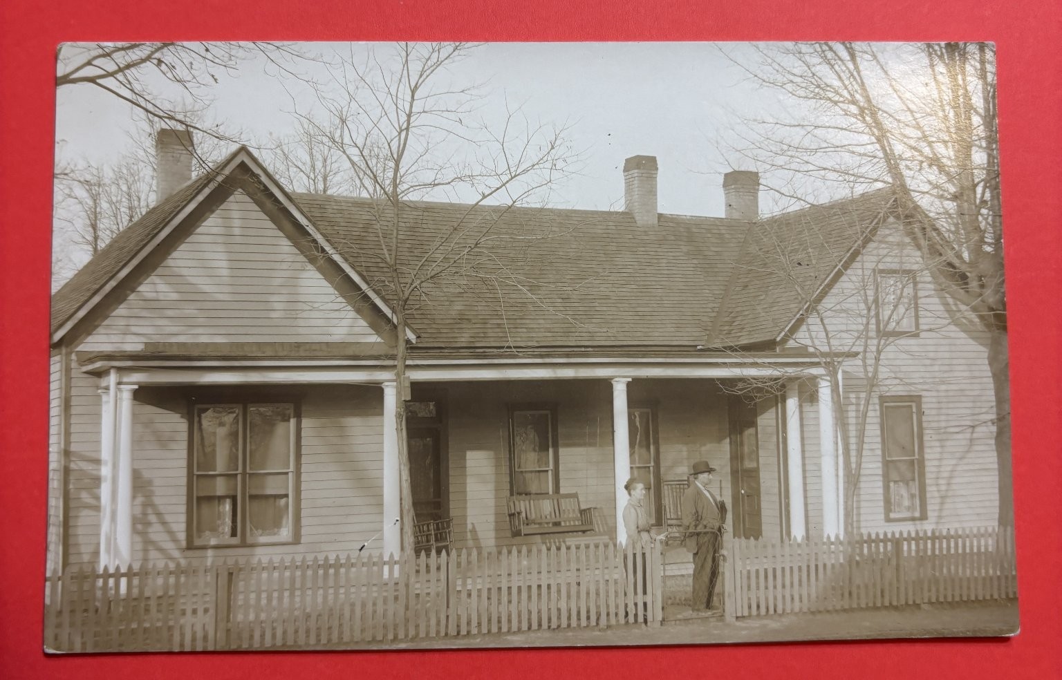 Vintage RPPC Postcard Two Men House Picket Fence Early 1900s Architecture Vintage RPPC Postcard Two Men House Picket Fence Early 1900s Architecture