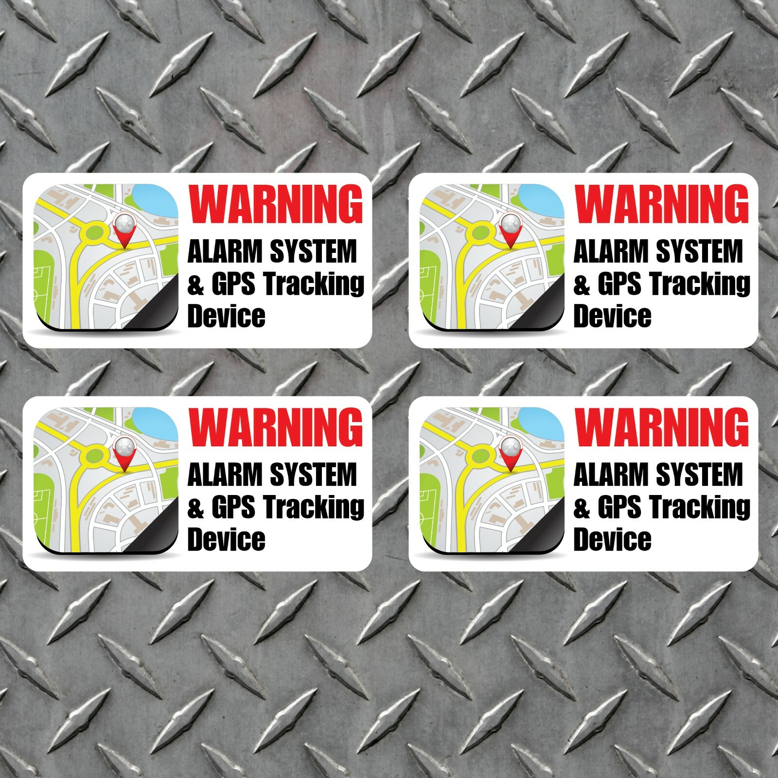 4 Pack ALARM SYSTEM GPS TRACKING DEVICE Vehicle Car Warning Vinyl Decals 2\