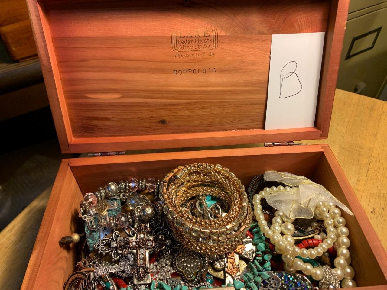 Vintage Lane Box Presented by Roppolo's filled with Costume Jewelry #B