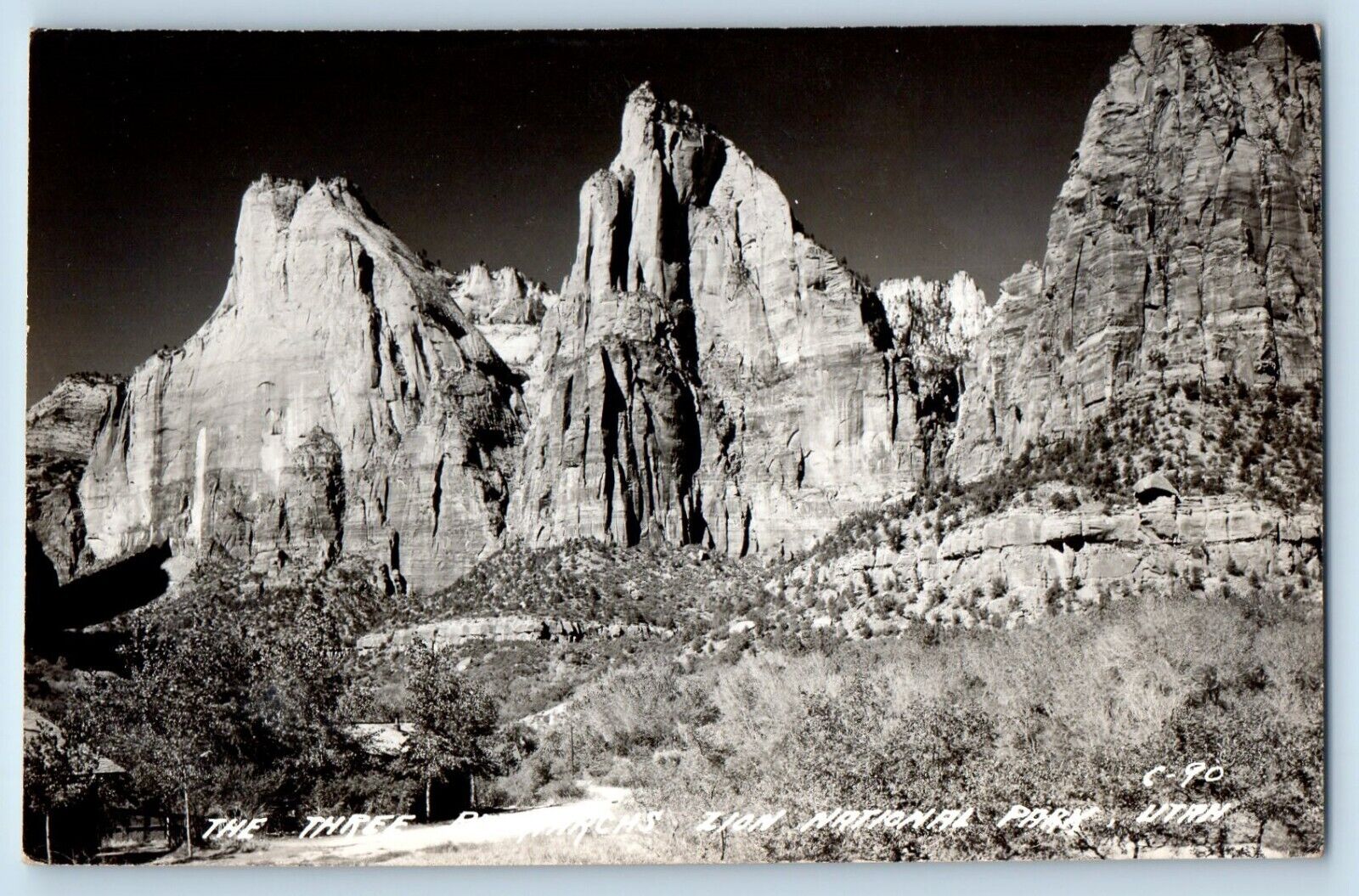 Zion National Park Utah UT Postcard RPPC Photo The Three Patriarchs c1940\'s