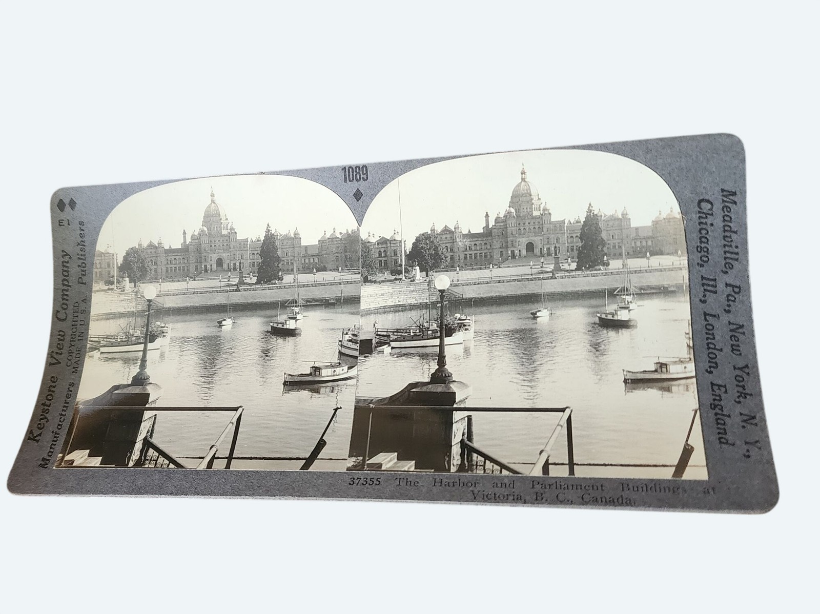 Antique Keystone Stereoview Victoria Harbor & Parliament Buildings Antique Keystone Stereoview Victoria Harbor & Parliament Buildings