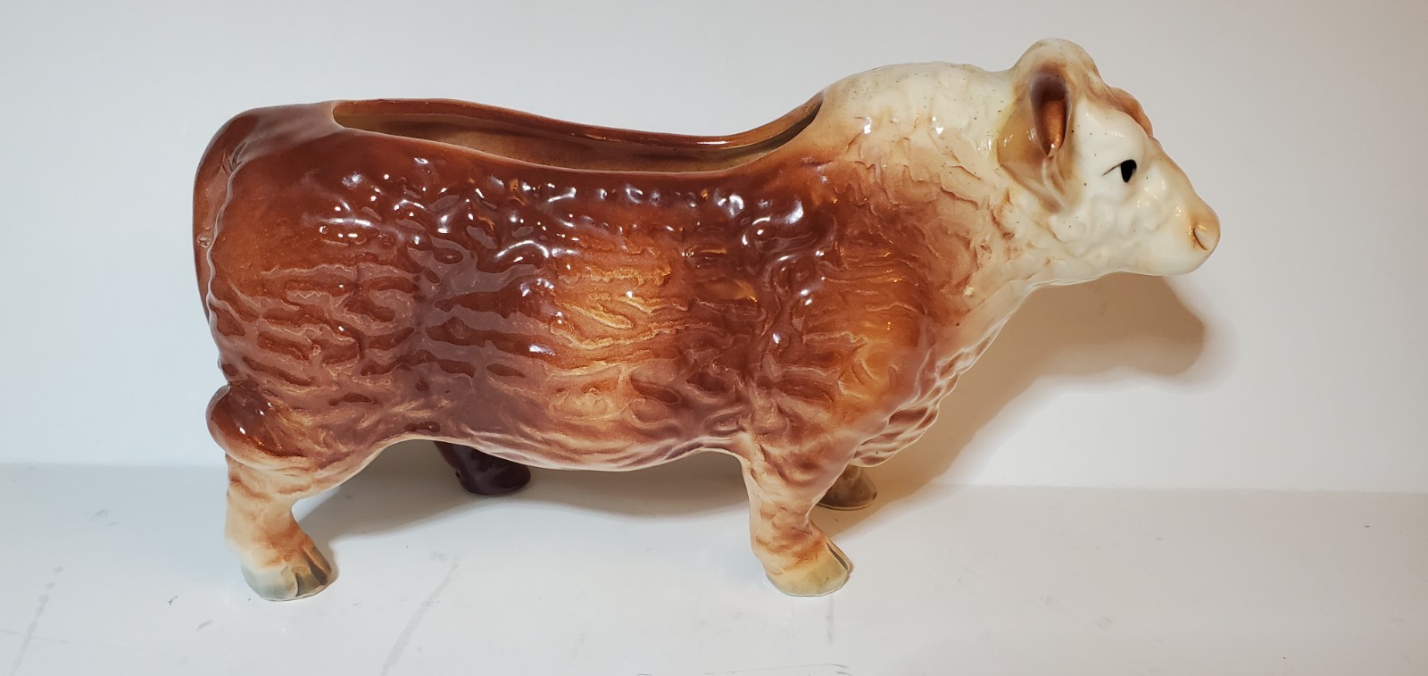 Rare HTF Vtg Relpo 2020 Japan Hereford Bull Cow Planter Farm Animal Western