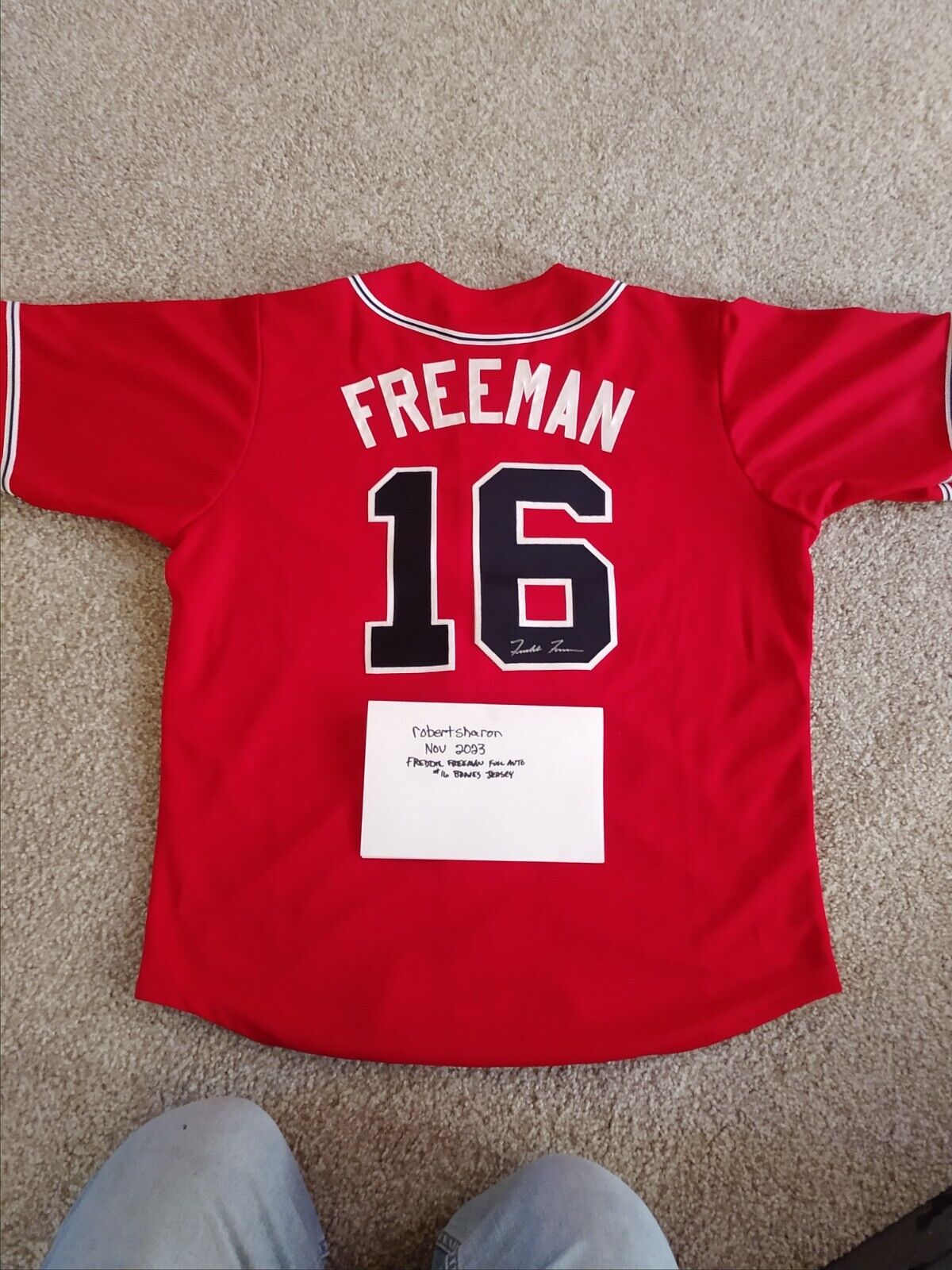 Freddie Freeman Signed Auto Full Name Braves Jersey XL Milb #16 No COA Dodgers 