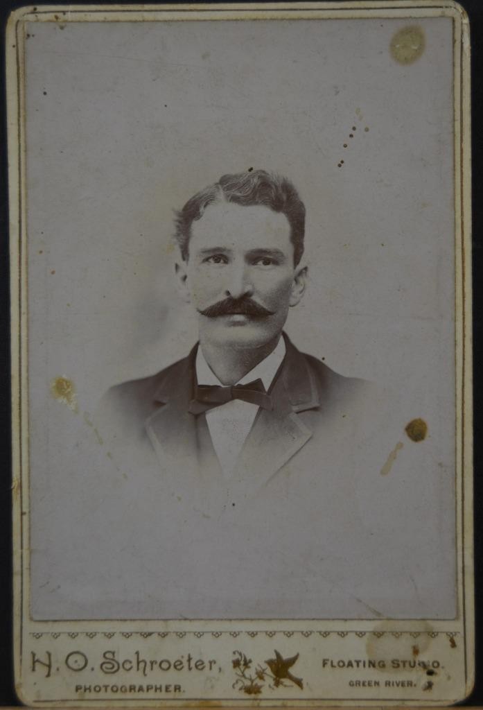 Antique CDV Photo of Man with Mustache H.O. Schroeter Floating Studio Art 1890 Antique CDV Photo of Man with Mustache H.O. Schroeter Floating Studio Art 1890