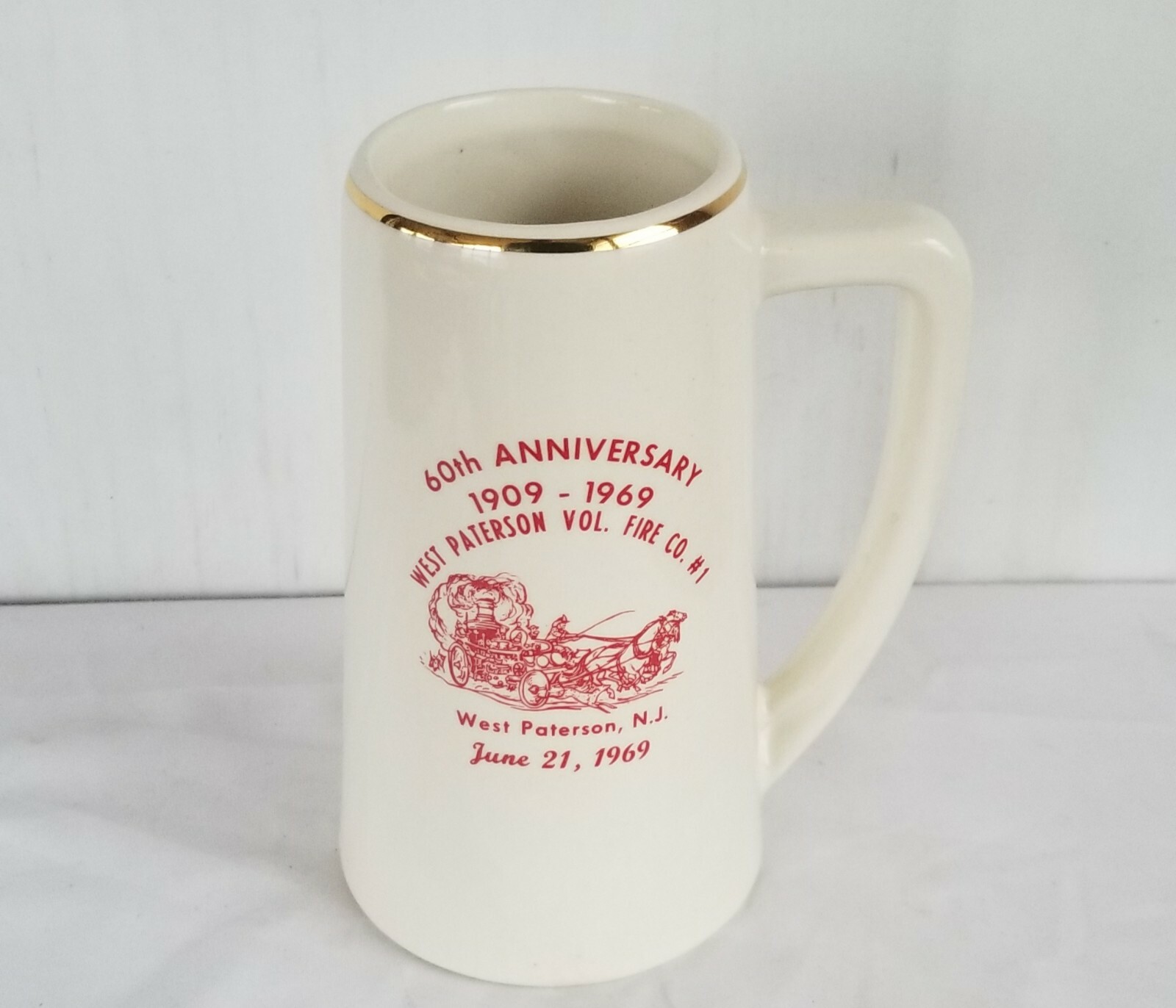 1969 West Paterson NJ Fire Company #1 Mug Stein Ceramic 1969 West Paterson NJ Fire Company #1 Mug Stein Ceramic