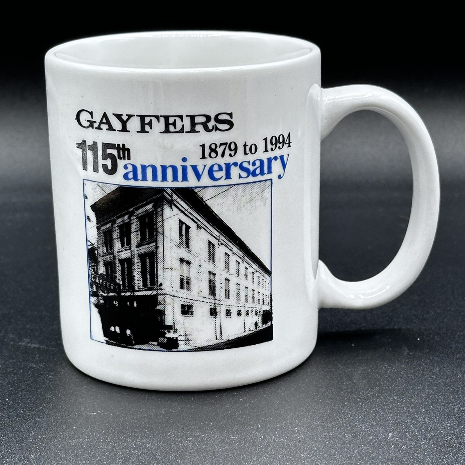 1994 Gayfers 115th Anniversary Mug Dept Store Ad 1879 Vintage Dillards Mobile AL 1994 Gayfers 115th Anniversary Mug Dept Store Ad 1879 Vintage Dillards Mobile AL
