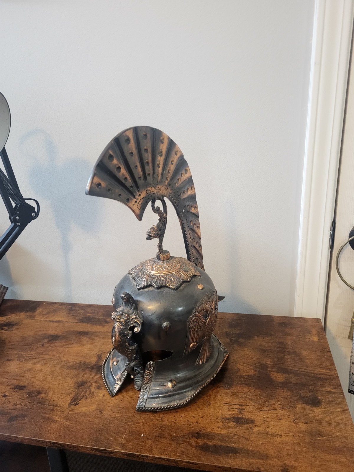 Ornate Metal Greek Roman Spartan Warrior Helmet Decor Centerpiece 