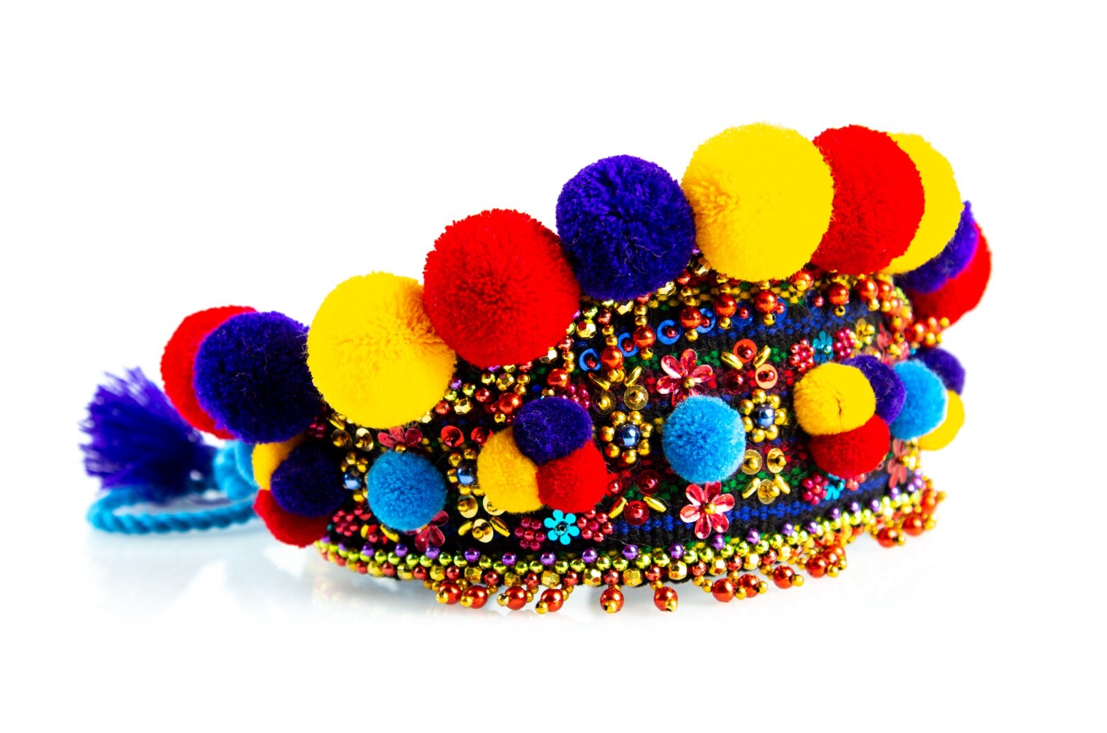 Ukrainian crown Chiltse Kokoshnik wreath beaded Violet red Yellow Wedding