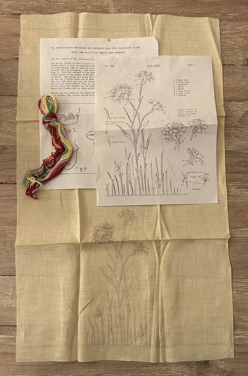 Vintage Linen Guest Towel Needlepoint Kit 1930’s Cornflower Vintage Linen Guest Towel Needlepoint Kit 1930’s Cornflower