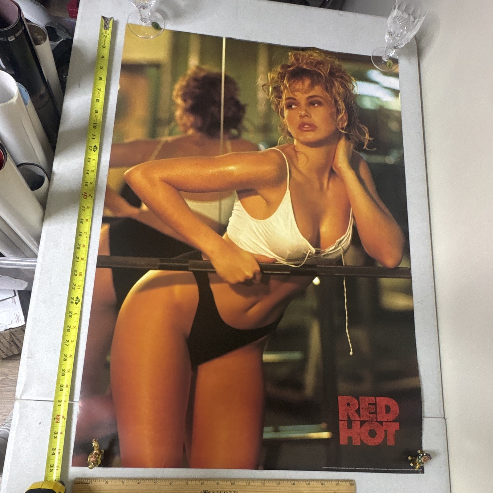 👑 Vintage 1993 Athena Red Hot 2 Glamour Pin-Up Poster 35x23.5 England