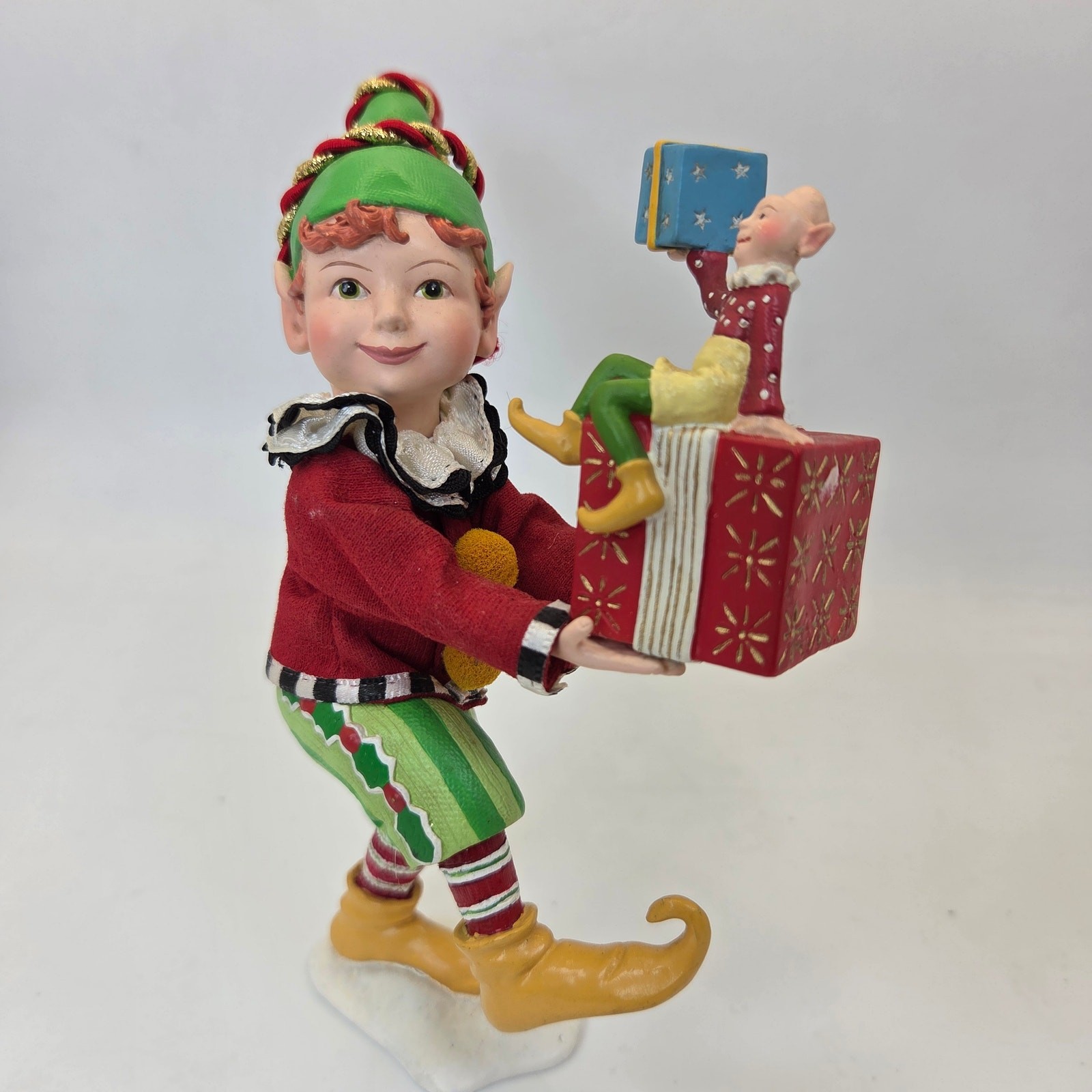 KSA Collectibles Christmas Elf Holding Gift Present Figurine Holiday Decor KSA Collectibles Christmas Elf Holding Gift Present Figurine Holiday Decor