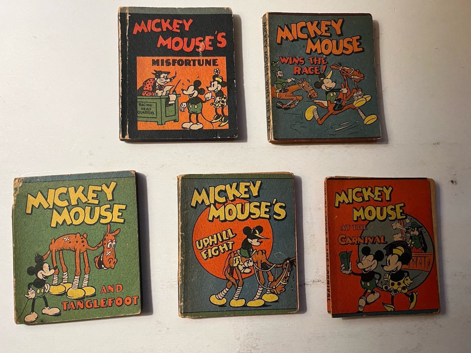 VINTAGE WALT DISNEY MICKEY MOUSE Wee Books BLB Lot 5 Tanglefoot Misfortune 1934