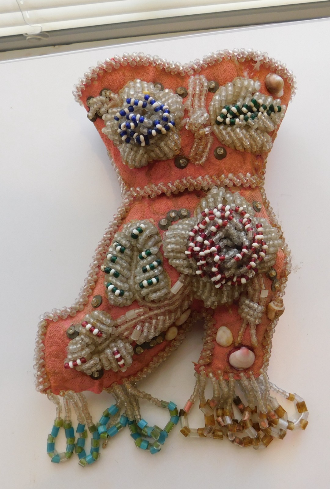 BEADED WHIMSY Victorian Boot Wall Pocket Antique Iroquois Native American 1906 BEADED WHIMSY Victorian Boot Wall Pocket Antique Iroquois Native American 1906
