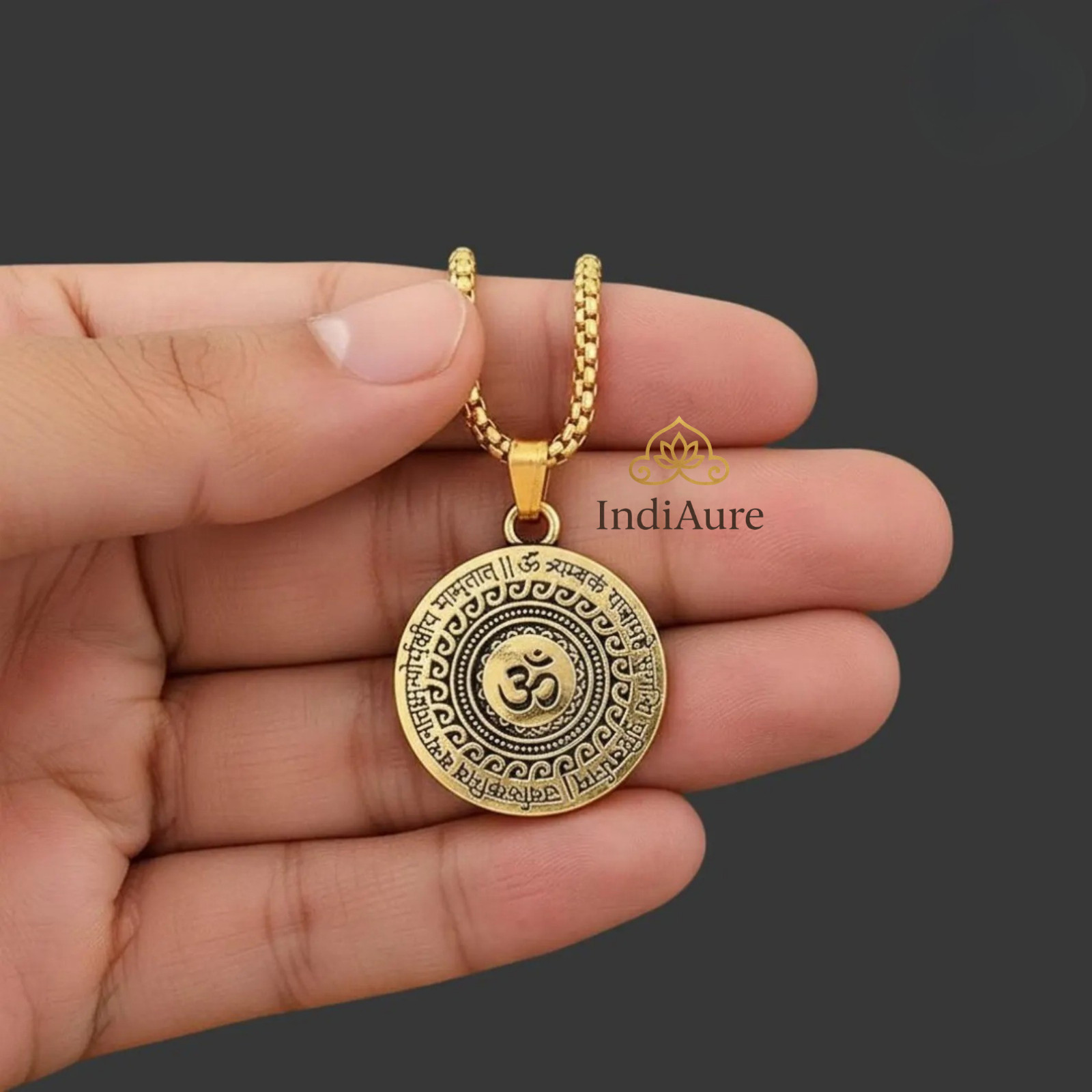 Om Pendant Necklace Mahamrityunjay Mantra Brass Locket for Men Women Spiritual Om Pendant Necklace Mahamrityunjay Mantra Brass Locket for Men Women Spiritual
