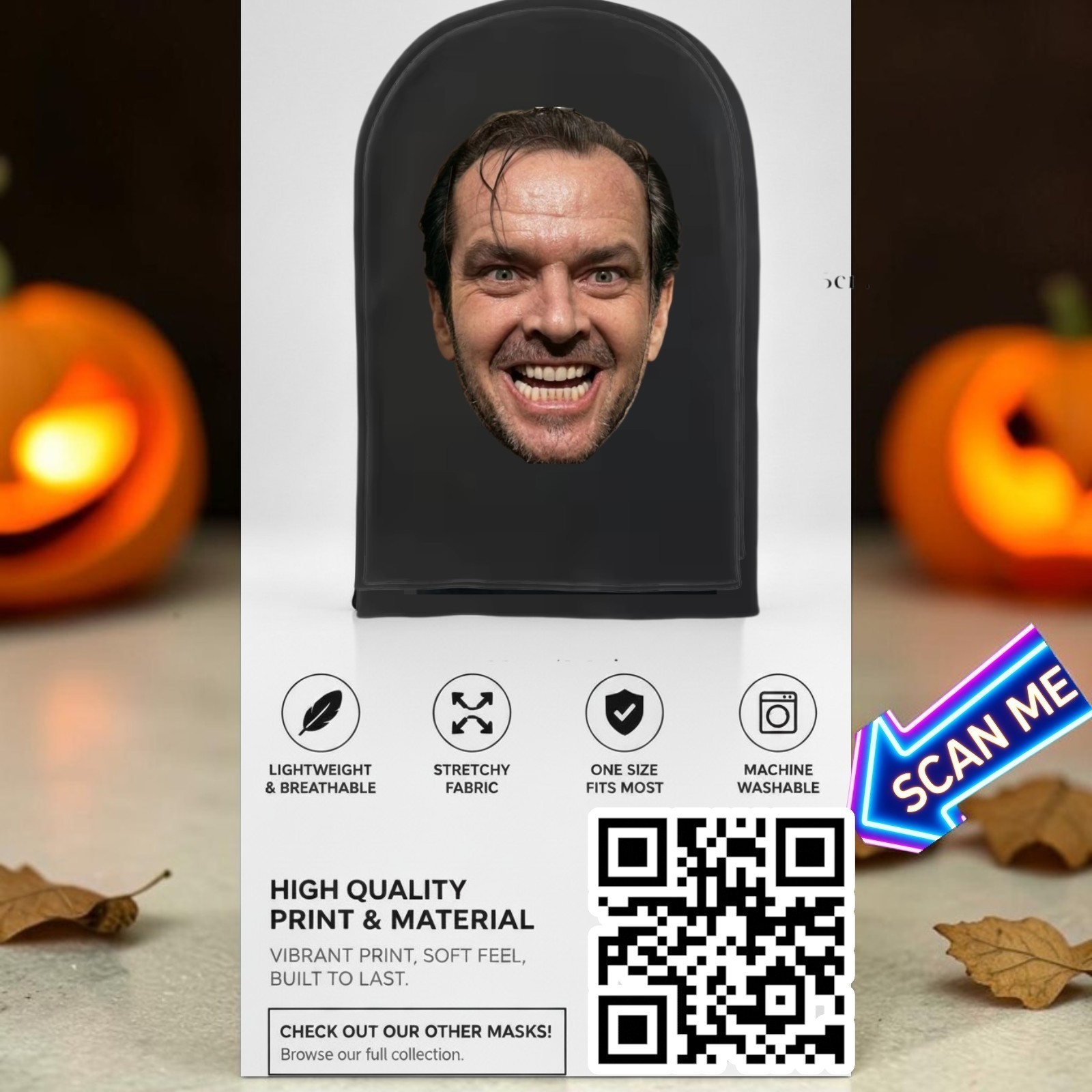 The Shining Jack Nicholson Mesh Mask See-Thru Halloween Costume Cosplay 