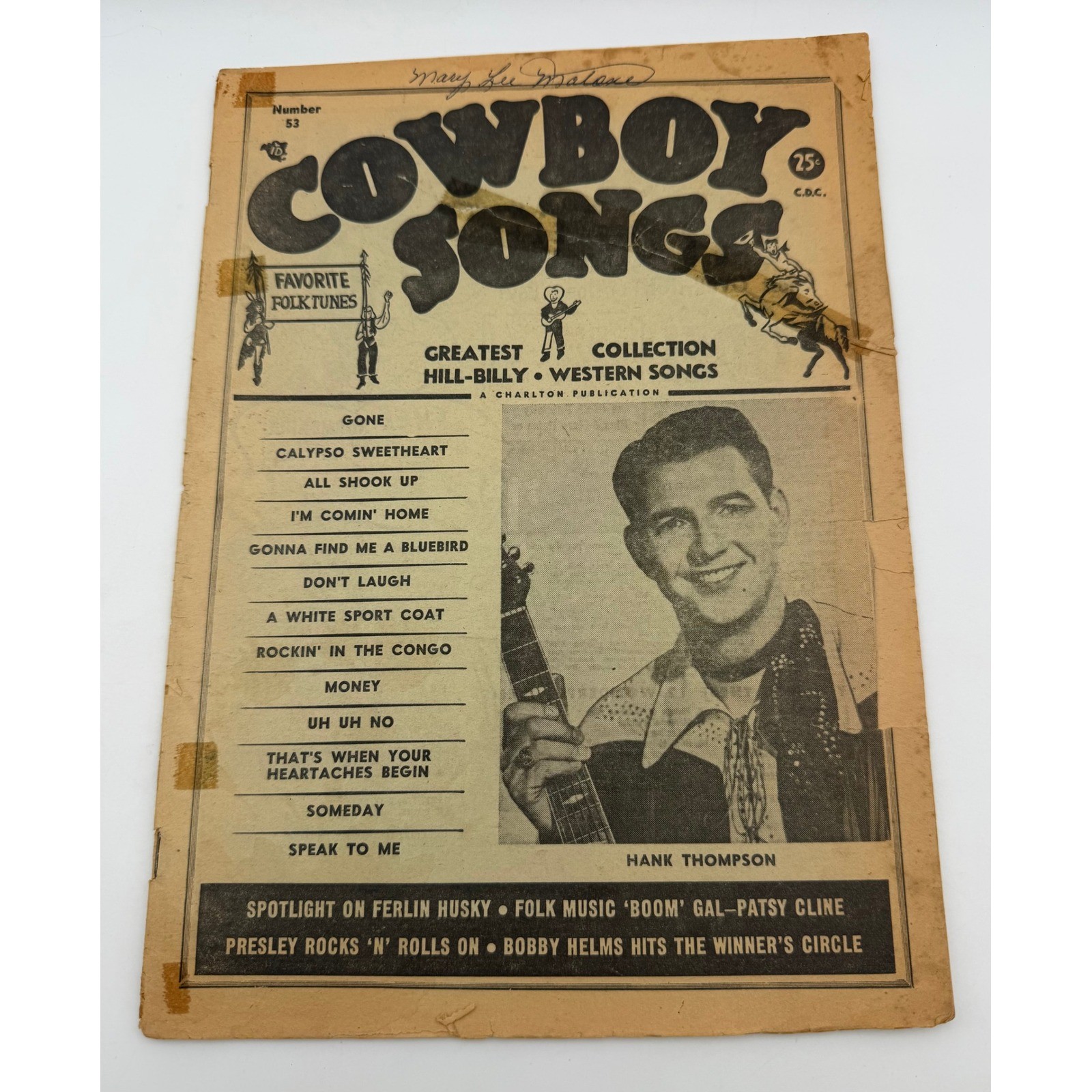 Vintage 1957 Cowboy Songs Magazine No 53 Hank Thompson Elvis Presley Patsy Cline Vintage 1957 Cowboy Songs Magazine No 53 Hank Thompson Elvis Presley Patsy Cline