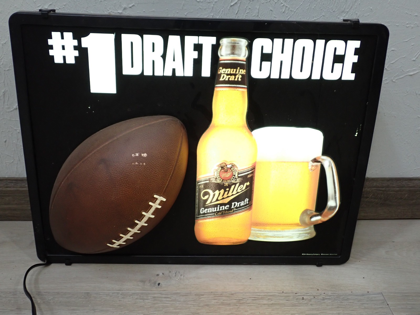 Vintage Miller Genuine Draft MGD Lighted Beer Sign Football Man Cave Decor 1990s Vintage Miller Genuine Draft MGD Lighted Beer Sign Football Man Cave Decor 1990s