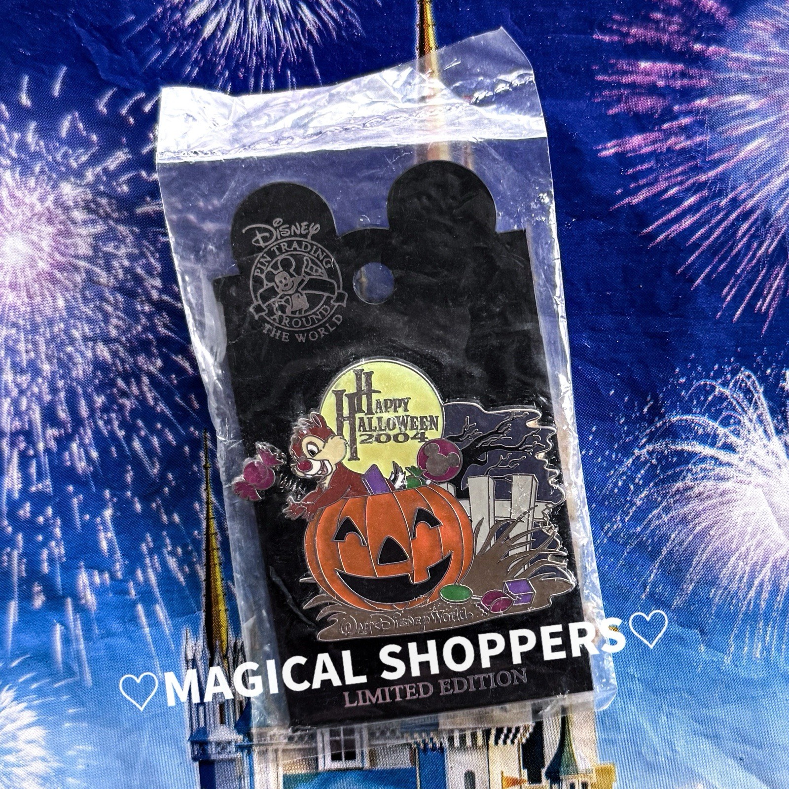 Disney Parks 2004 Happy Halloween Chip Glow In The Dark Pin Limited Edition LE Disney Parks 2004 Happy Halloween Chip Glow In The Dark Pin Limited Edition LE