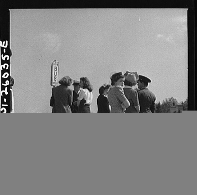 Photo:Arlington Virginia 1940s Bus Stop at Arlington Farms Women Crowd
