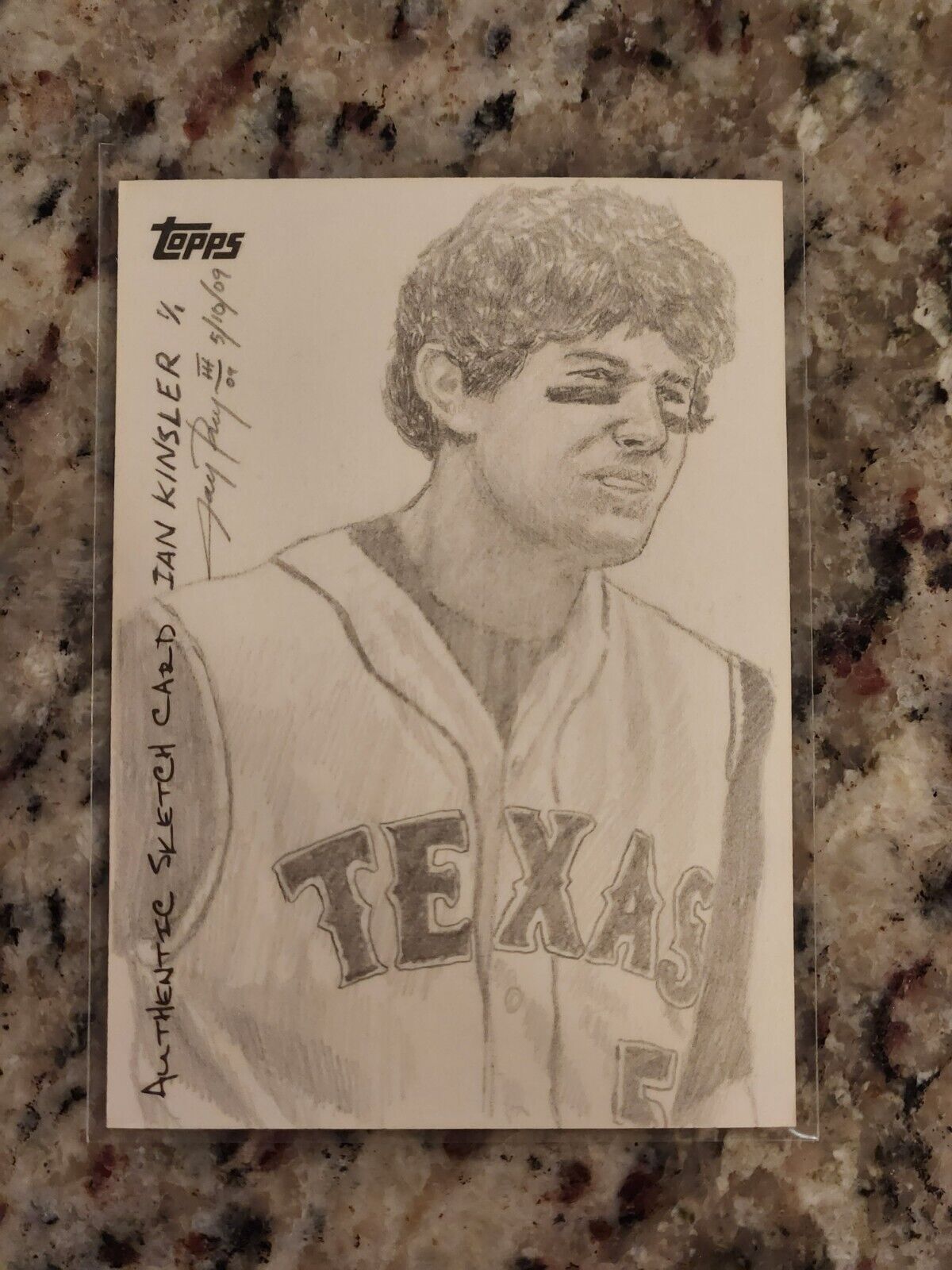 Ian Kinsler - 2009 Topps - Sketch Card - Texas Rangers - 1/1