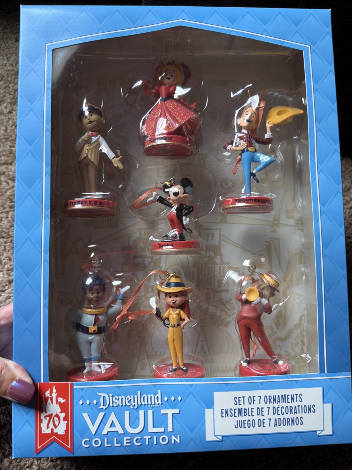 Disneyland 70th Anniversary Disney Vault Holiday Ornament Set 7pc Collection NIB Disneyland 70th Anniversary Disney Vault Holiday Ornament Set 7pc Collection NIB