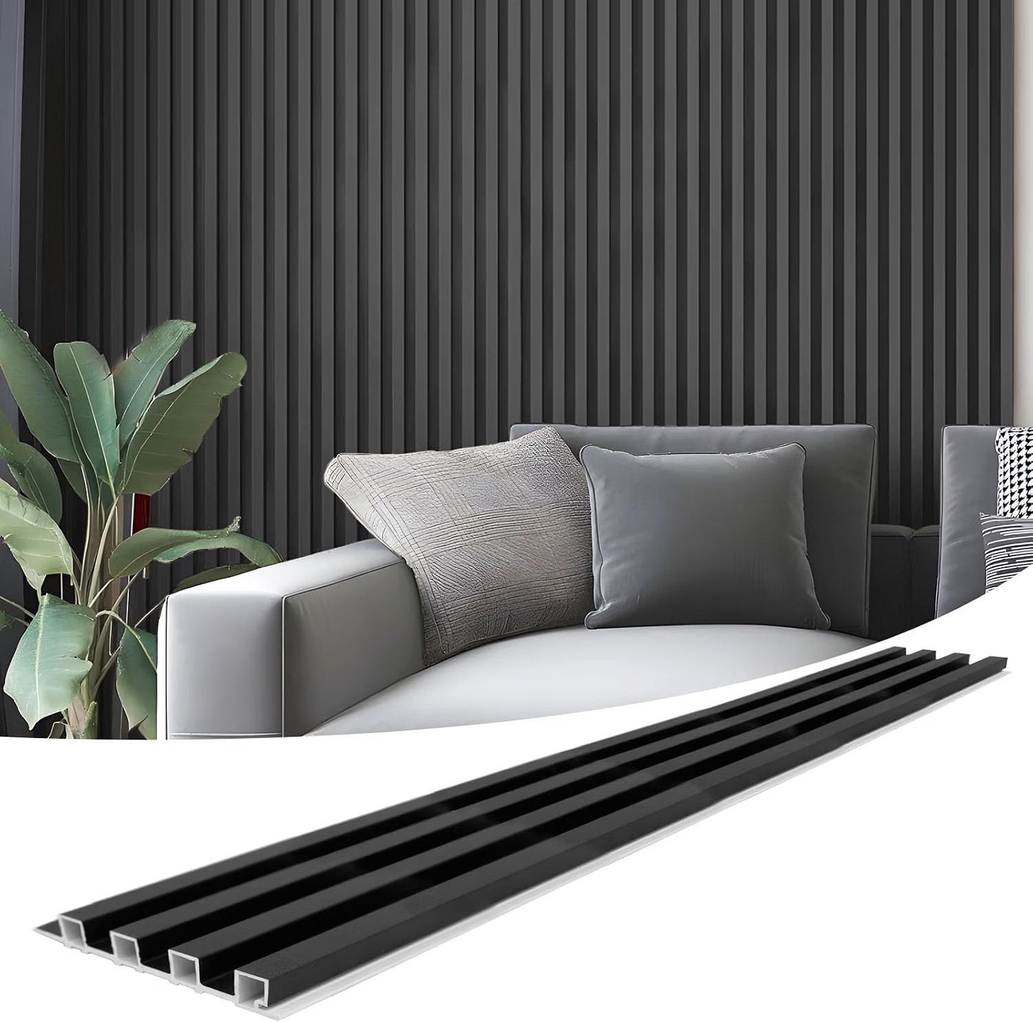 8-Pack 96 X 6In WPC Acoustic Slat Wall Panel for Modern Interior Decor TV Back 8-Pack 96 X 6In WPC Acoustic Slat Wall Panel for Modern Interior Decor TV Back