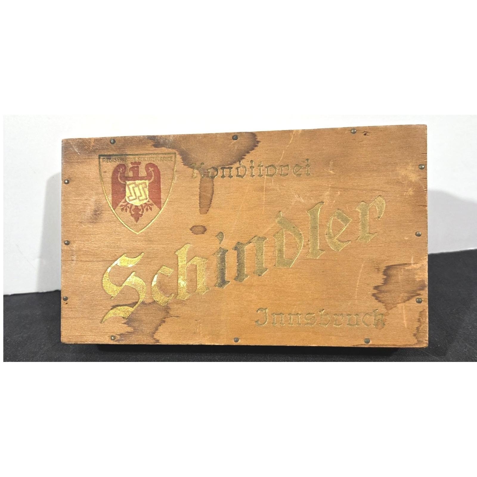 Vintage Konditorei Schindler Innsbruck Wooden Box Lourie & Co Wien Austria Vintage Konditorei Schindler Innsbruck Wooden Box Lourie & Co Wien Austria