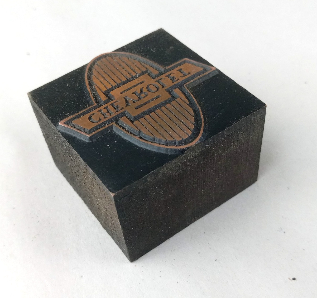 Early 1930's Chevy Chevrolet Logo Printing Press Printer's Block Copper Wood Early 1930's Chevy Chevrolet Logo Printing Press Printer's Block Copper Wood