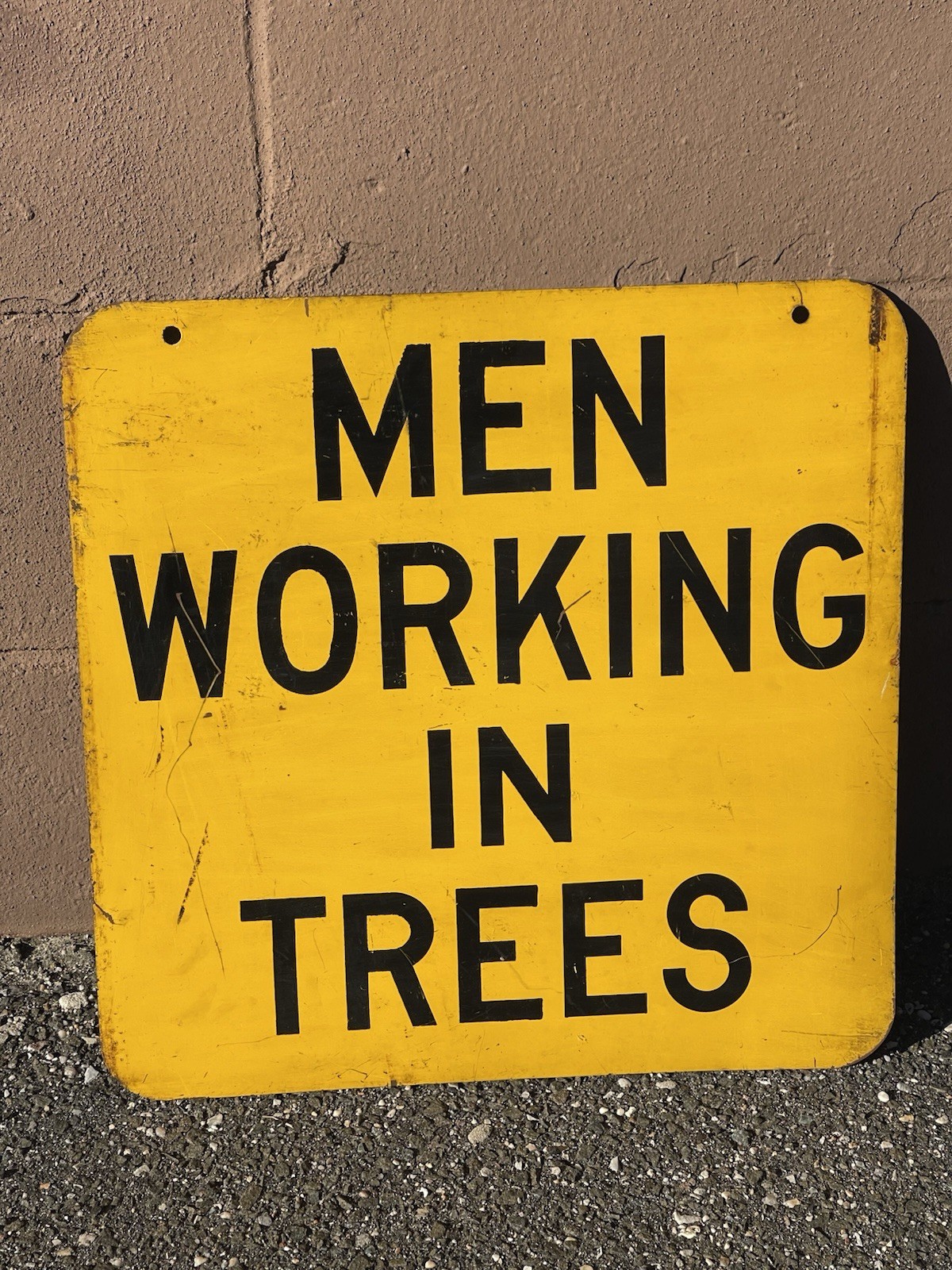 Vintage Men Working In Trees Construction Warning Safety Sign 18” X 18” Steel