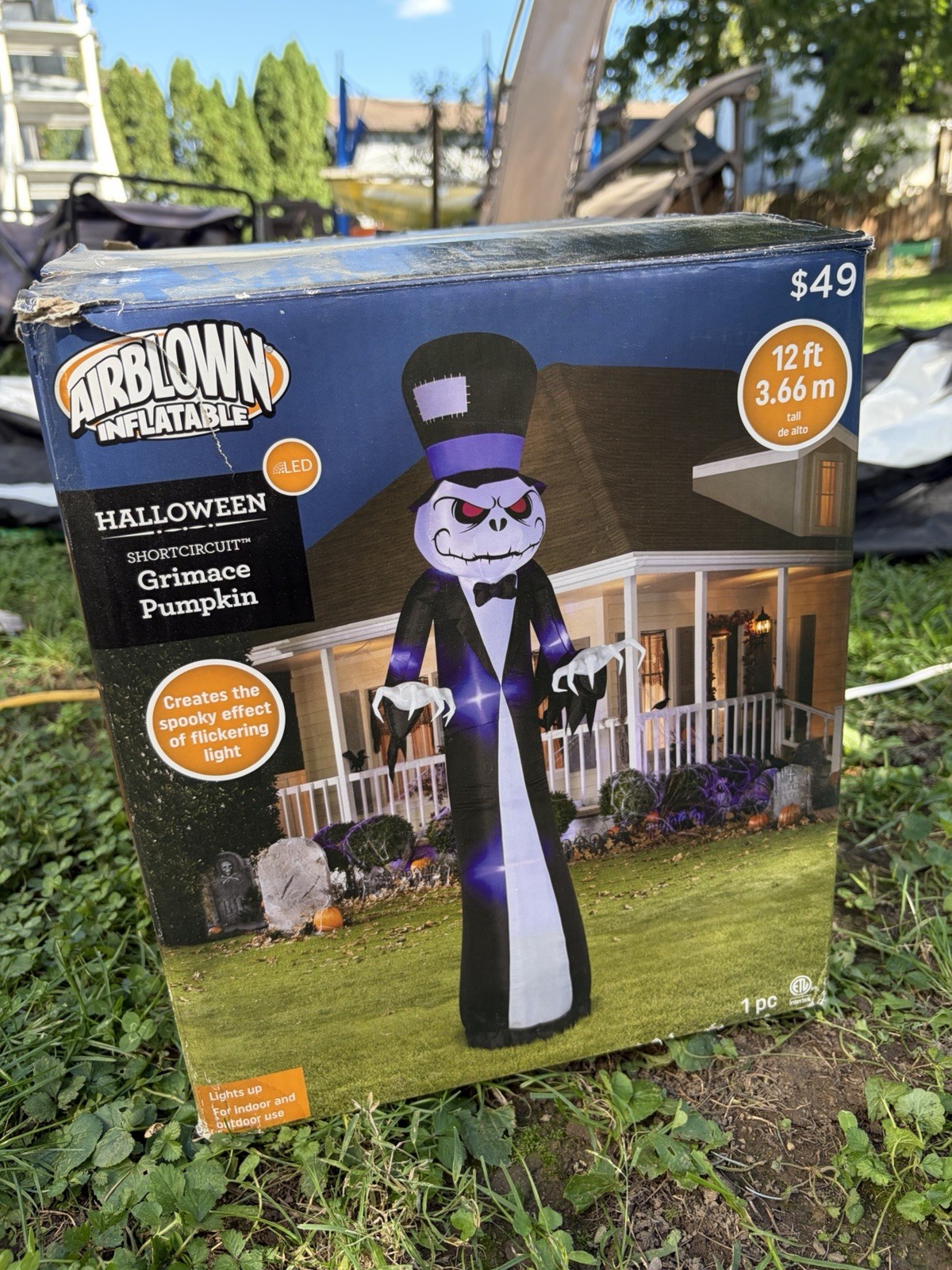 Halloween Airblown Inflatable 12ft Lighted Shortcircuit Grimace Pumpkin Gemmy Halloween Airblown Inflatable 12ft Lighted Shortcircuit Grimace Pumpkin Gemmy