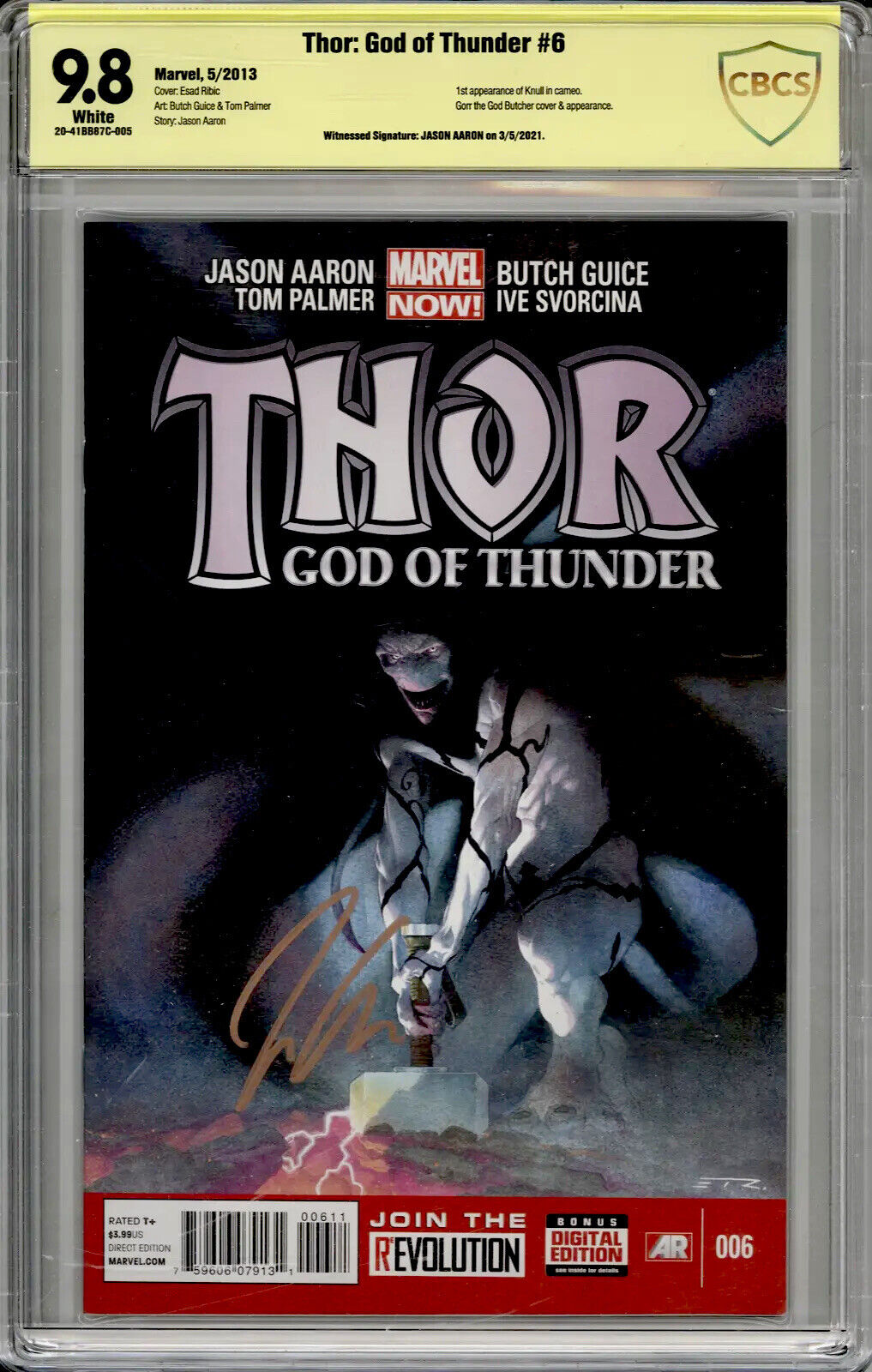 Thor: God of Thunder 6 9.8 Signed Jason Aaron 1st App of KNULL