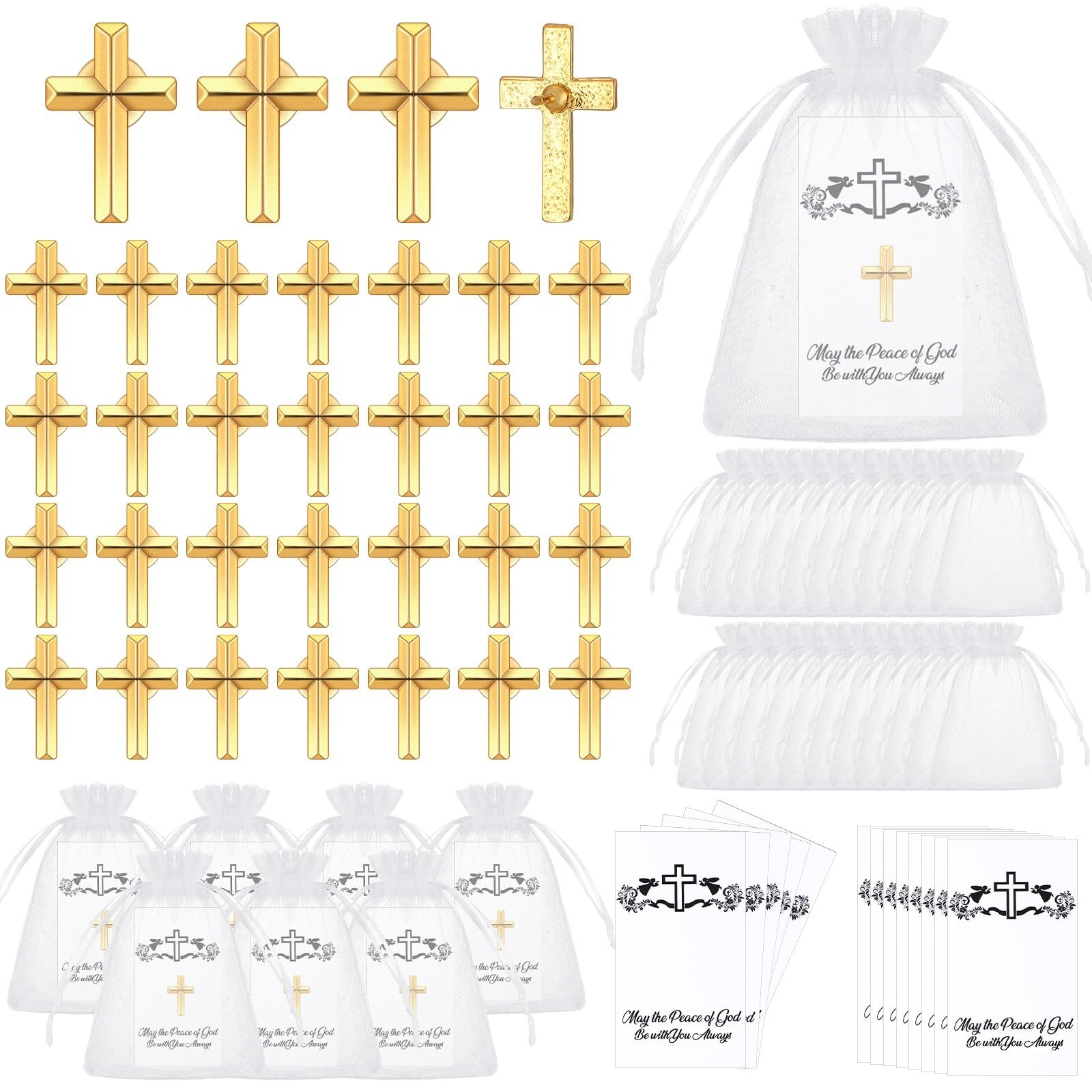 Zeyune 50 Sets Cross Pins Bulk Gold Metal Cross Lapel Pins with Cards and Org... Zeyune 50 Sets Cross Pins Bulk Gold Metal Cross Lapel Pins with Cards and Org...