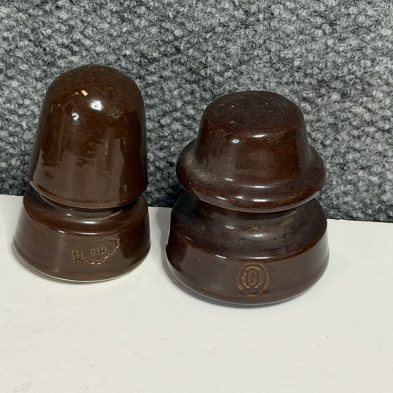 Lot Of 2 Vintage Ohio Brass Company Porcelain Insulators Root Beer Brown Lot Of 2 Vintage Ohio Brass Company Porcelain Insulators Root Beer Brown
