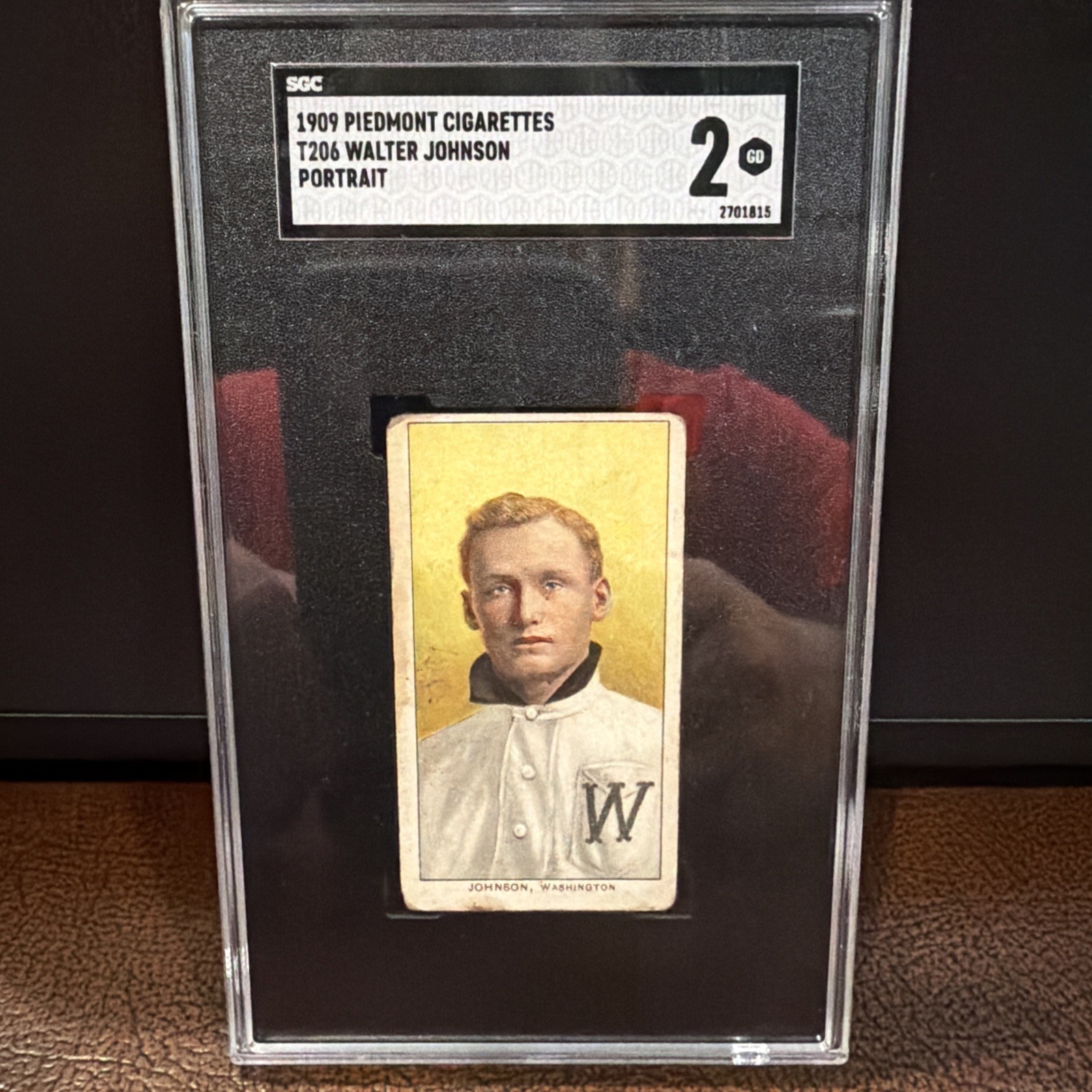 1909 PIEDMONT CIGARETTES PORTRAIT #T206 WALTER JOHNSON SGC 2 1909 PIEDMONT CIGARETTES PORTRAIT #T206 WALTER JOHNSON SGC 2