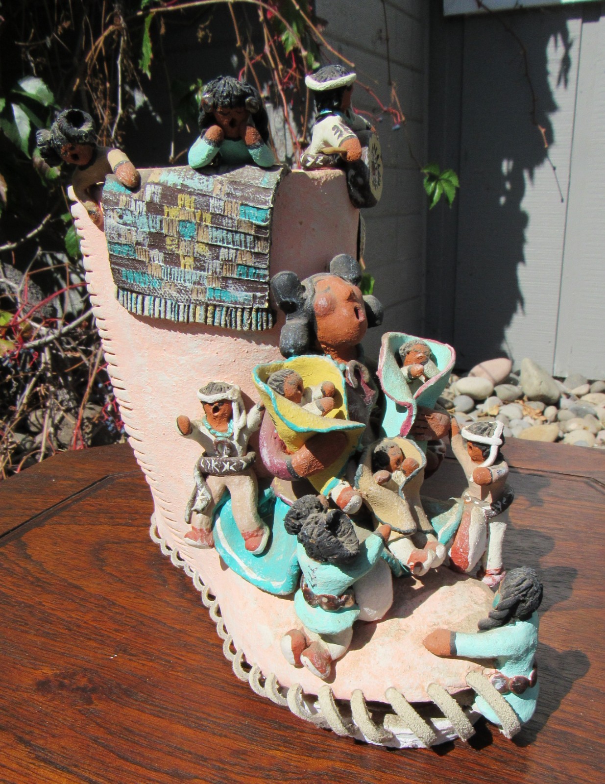 LARGE INCREDIBLE VINTAGE 1989 SIGNED JEMEZ POTTERY STORYTELLER WOMAN KIDS & SHOE LARGE INCREDIBLE VINTAGE 1989 SIGNED JEMEZ POTTERY STORYTELLER WOMAN KIDS & SHOE