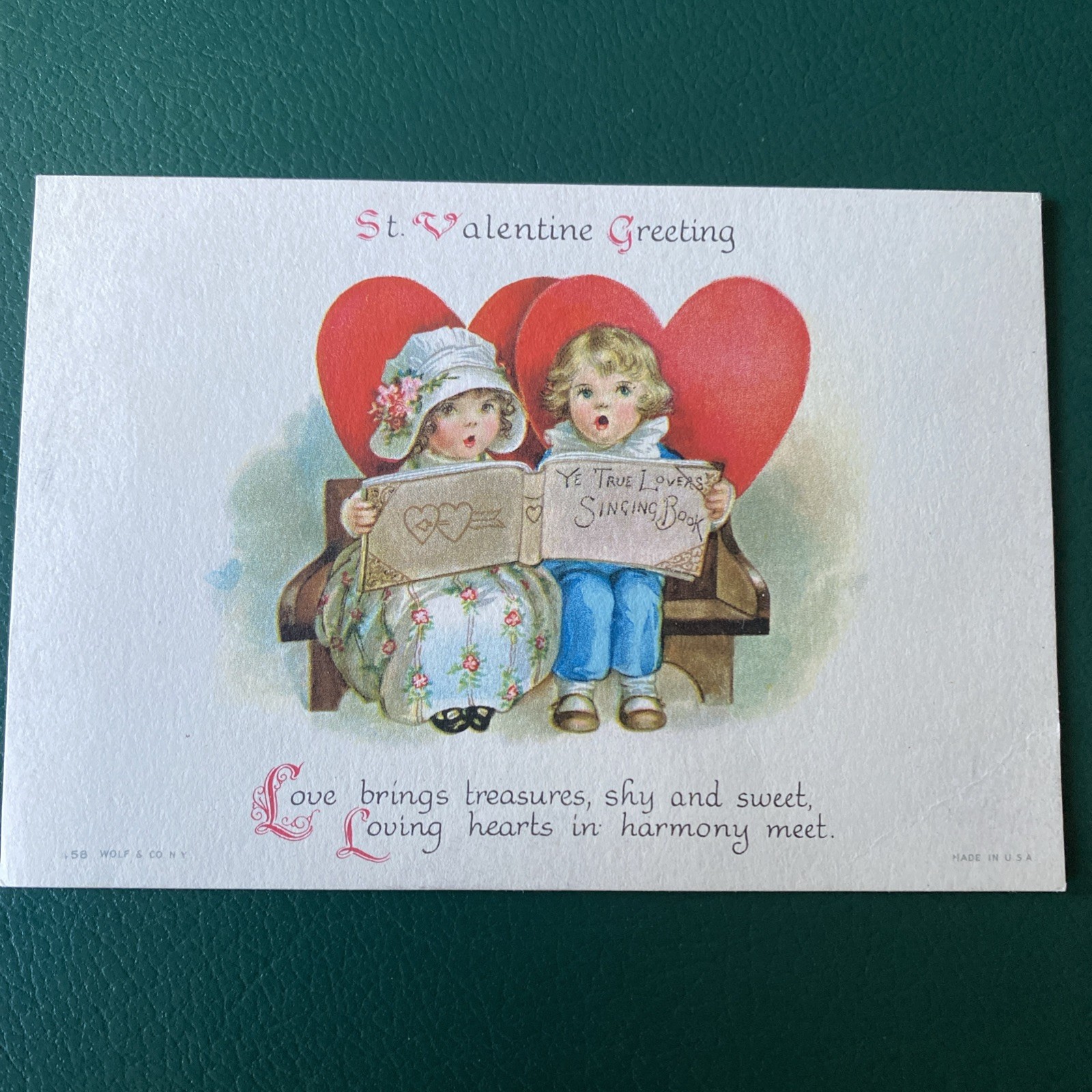 Antique 1910s Valentine Postcard Ellen Clapsaddle Wolf & Co NY- Two Children Antique 1910s Valentine Postcard Ellen Clapsaddle Wolf & Co NY- Two Children