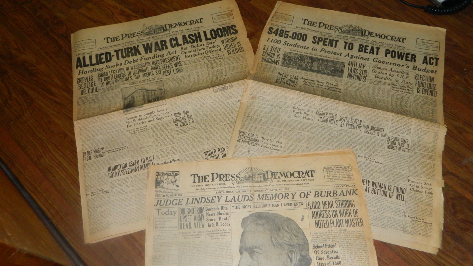 The Press Democrat Vintage Newspaper 1923 1926