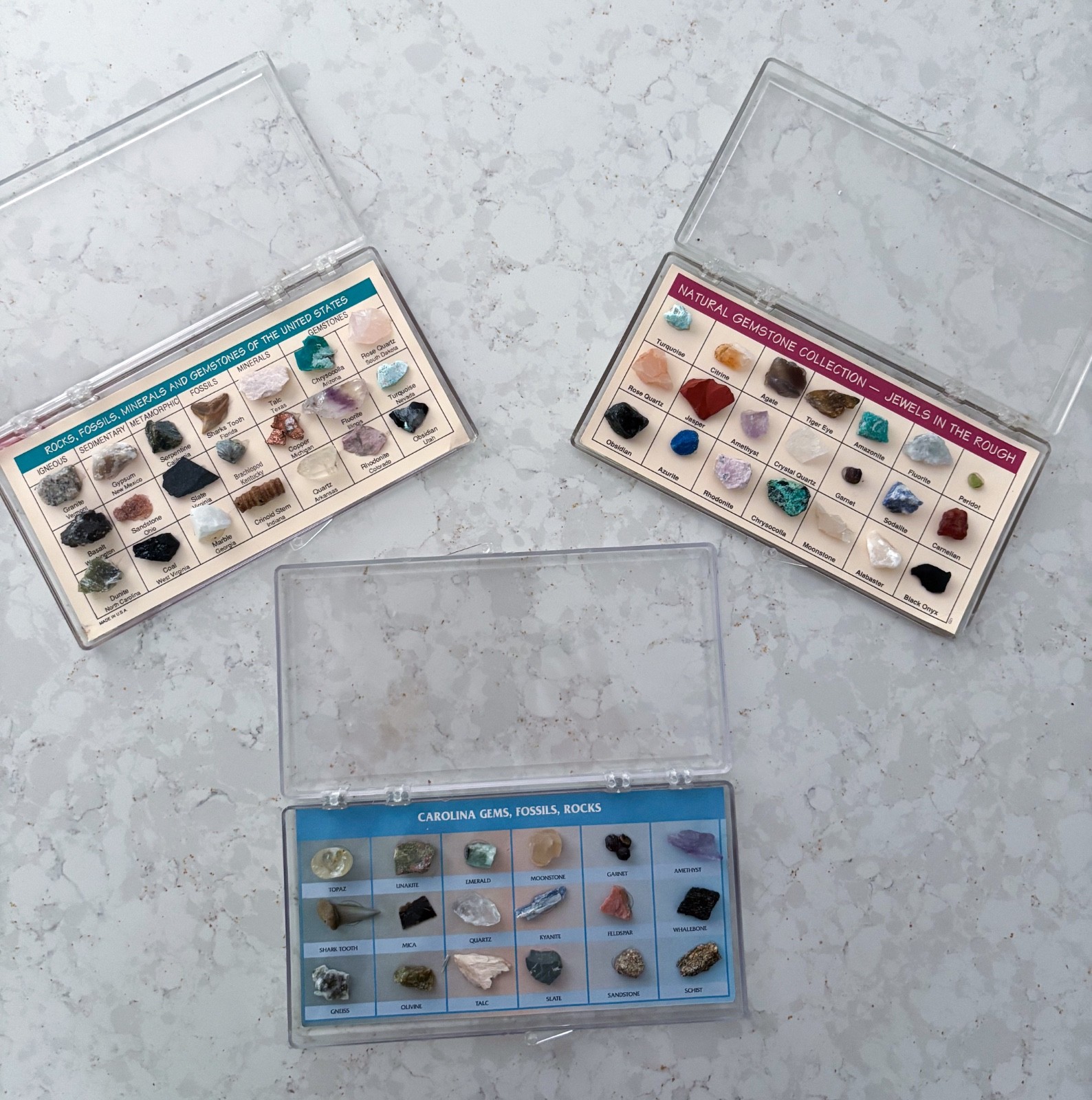 NORTH AMERICAN set of 3 Gemstone & ROCK COLLECTION 63 Specimens NORTH AMERICAN set of 3 Gemstone & ROCK COLLECTION 63 Specimens