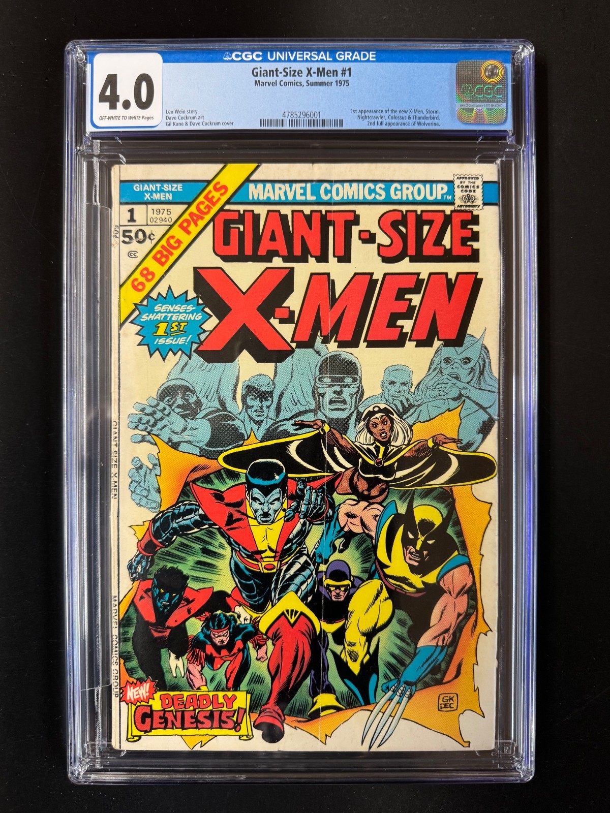 GIANT SIZE X-MEN #1 CGC 4.0 1st New X-men - EXCEL Regis/Col/Glo- NEW CGC Case GIANT SIZE X-MEN #1 CGC 4.0 1st New X-men - EXCEL Regis/Col/Glo- NEW CGC Case