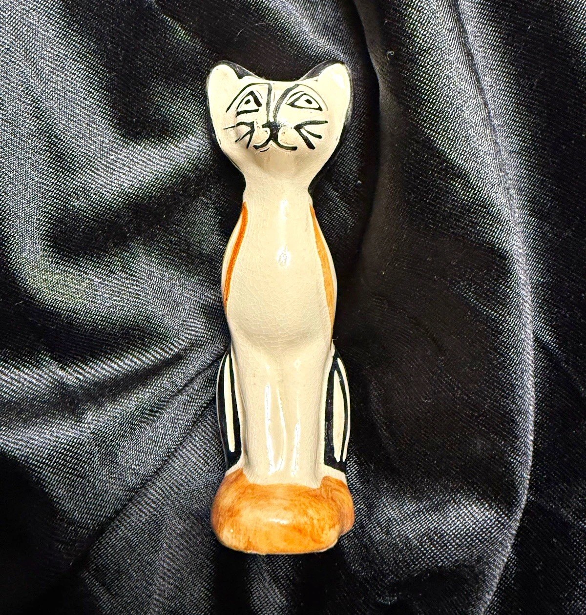 Shearwater Pottery Hand Painted Cat Figurine 3.5\