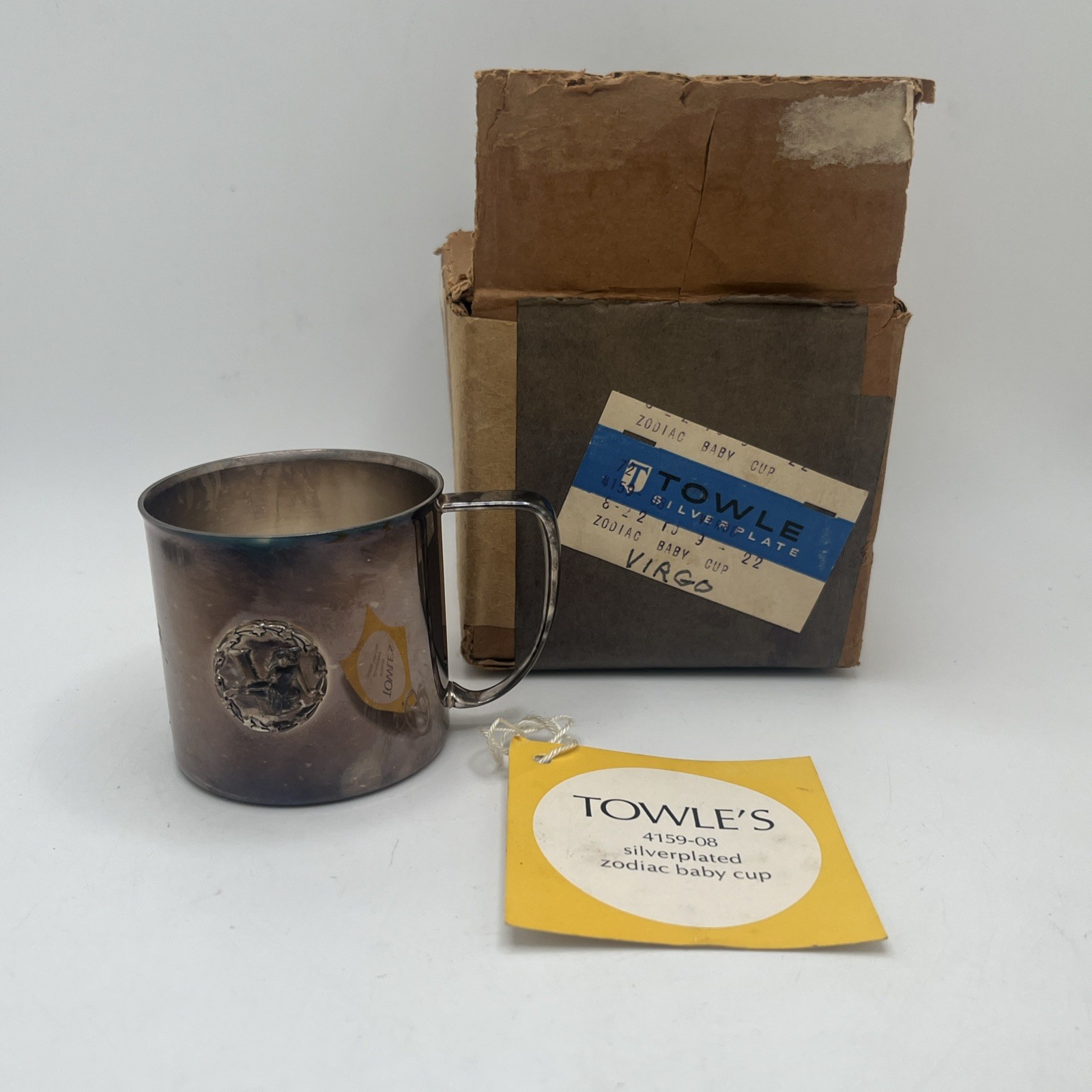 RARE NOS Vintage 1972 Towle Silver Plated Zodiac Baby Cup VIRGO (4159-08) 134g