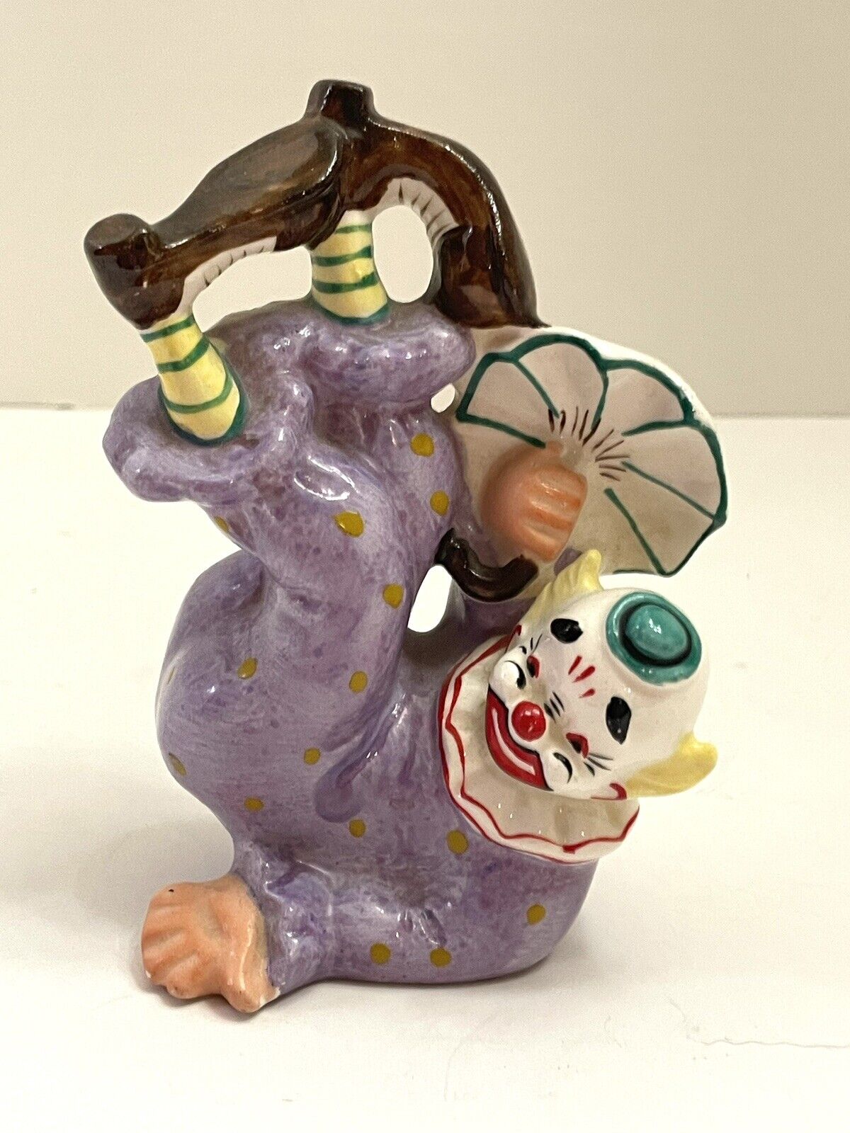 Vintage 1956 Yona Porcelain Tumbling Clown ~ Purple