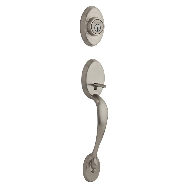 Kwikset 800CELIP15SMTRCAL Handleset, 1 Grade, Brass, Satin Nickel, 2-3/8 x 2-3/4