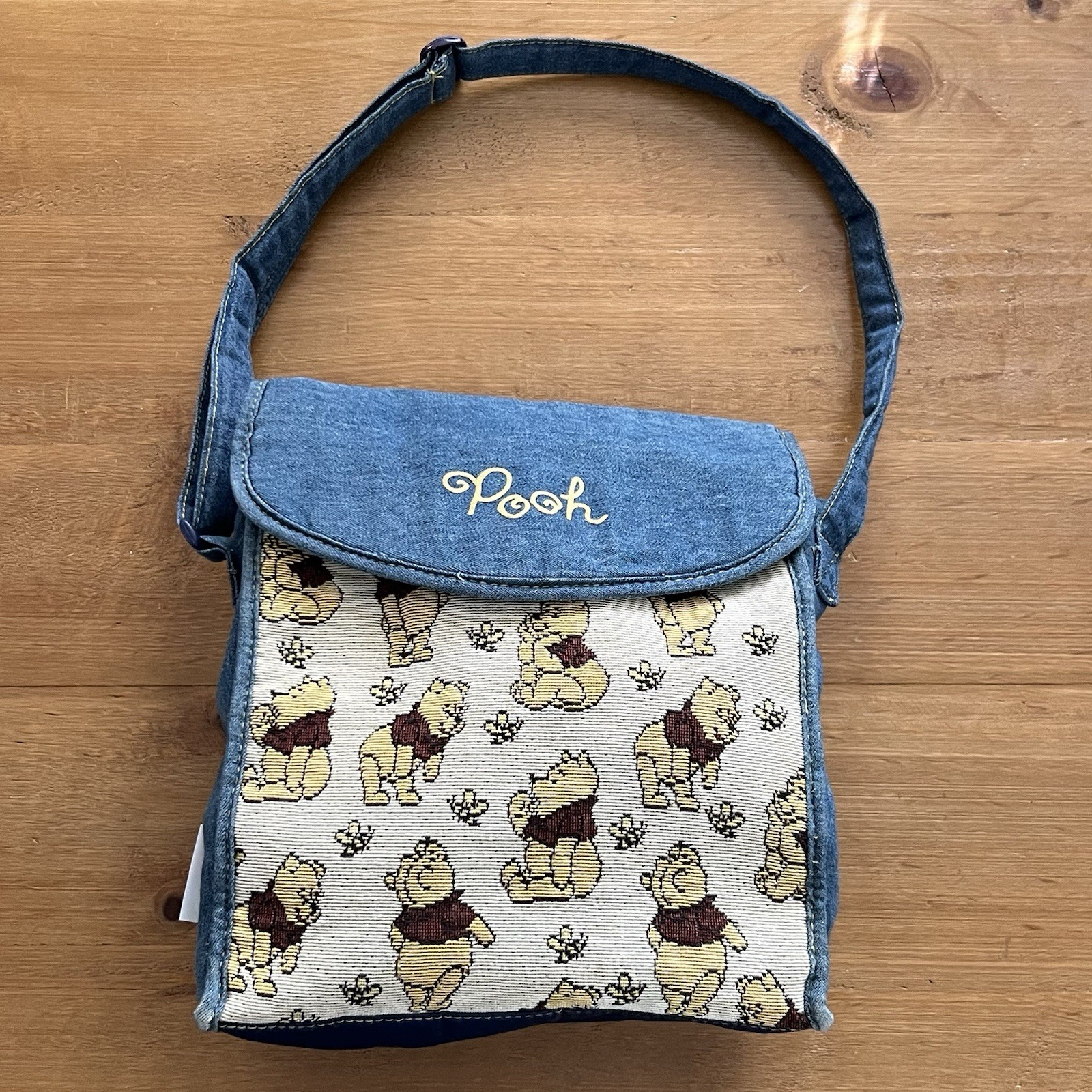 Vintage 90s Disney Winnie The Pooh Denim Tapestry Diaper Bag Shoulder Tote RARE Vintage 90s Disney Winnie The Pooh Denim Tapestry Diaper Bag Shoulder Tote RARE