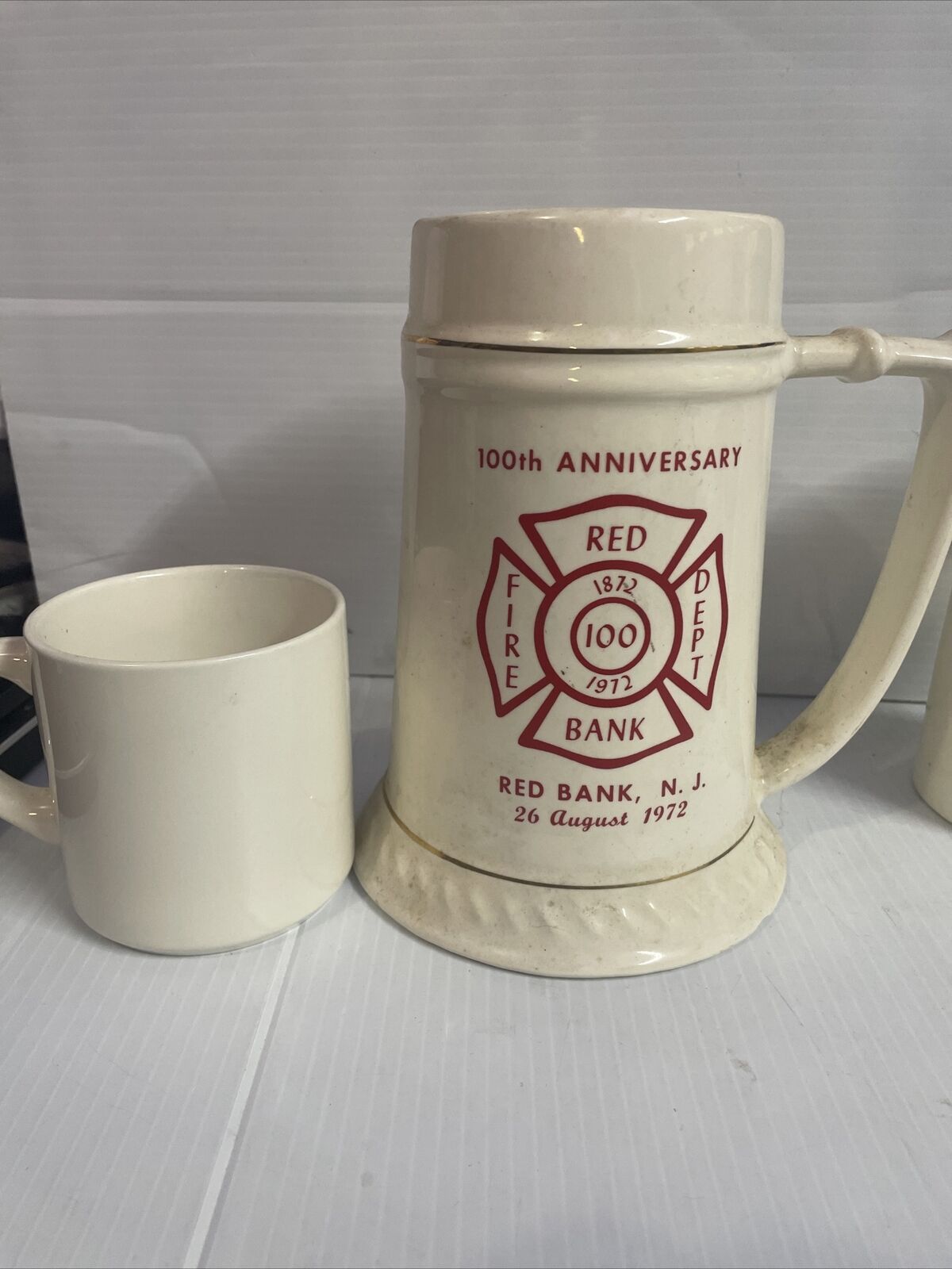 Vintage Red Bank NJ Fire Dept. 100th Anniversary 1872-1972 Cup Mug Beer Stein
