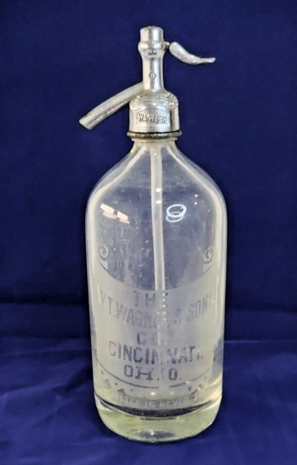 VTG Antique W.T. Wagner\'s Sons Co Seltzer Bottle with Syphon Head Cincinnati OH